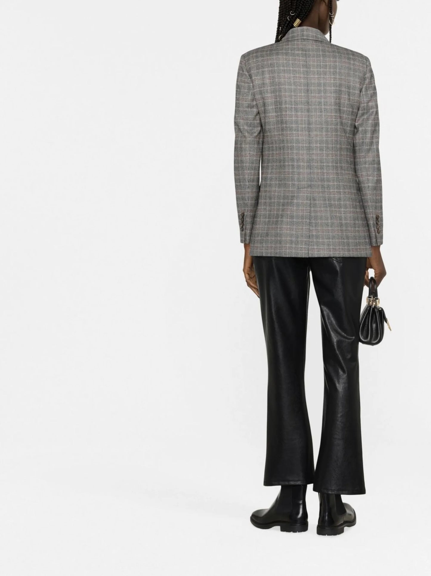 check-pattern double-breasted blazer