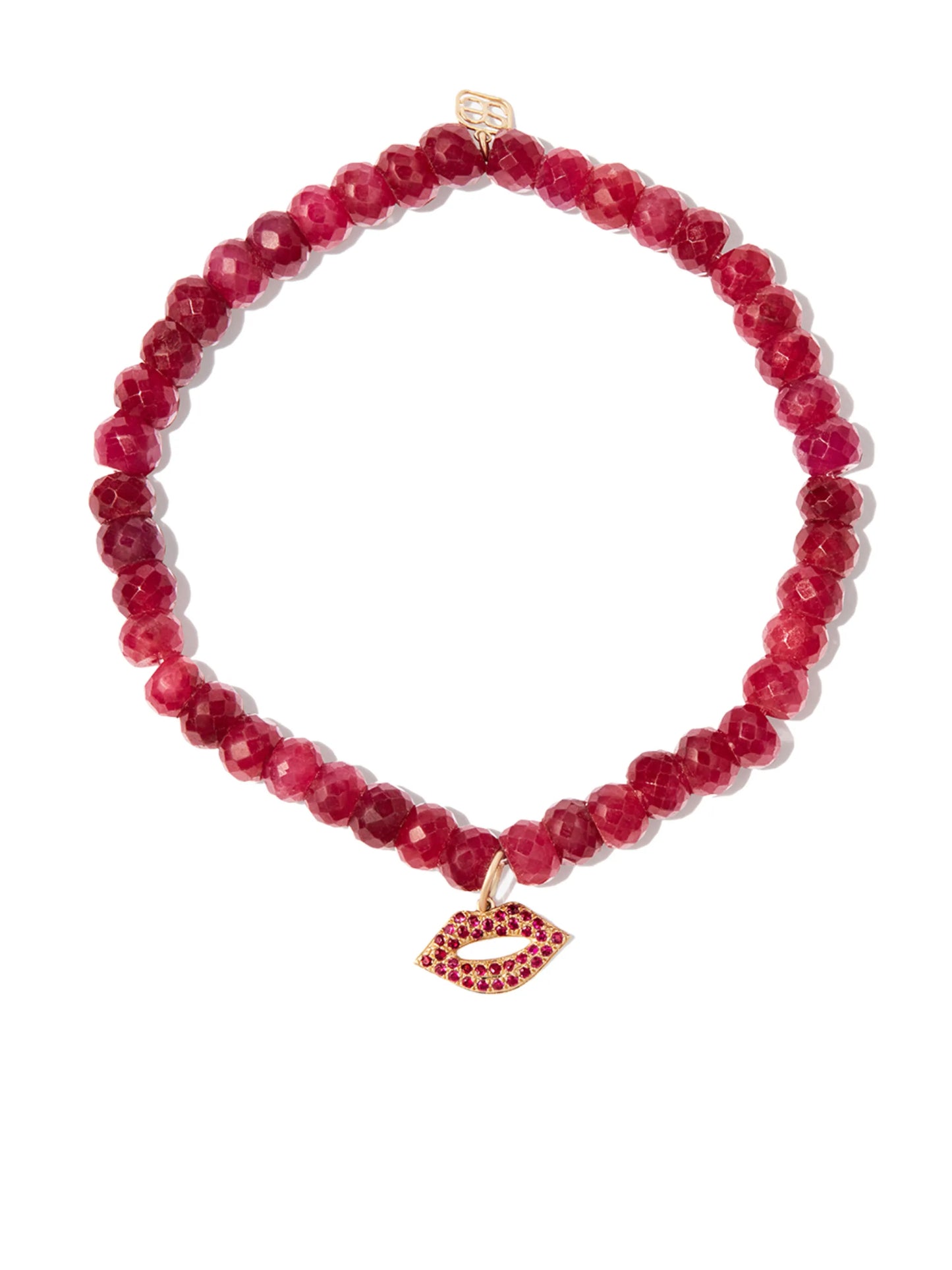 14kt yellow gold Lips andalucite and ruby charm bracelet