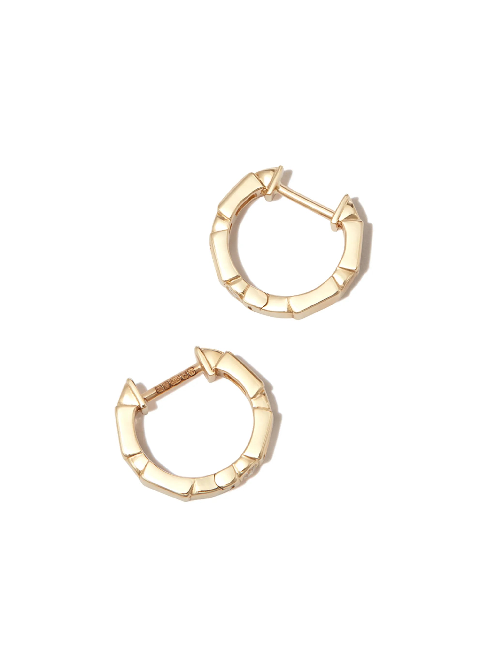 14kt yellow gold diamond huggie earrings