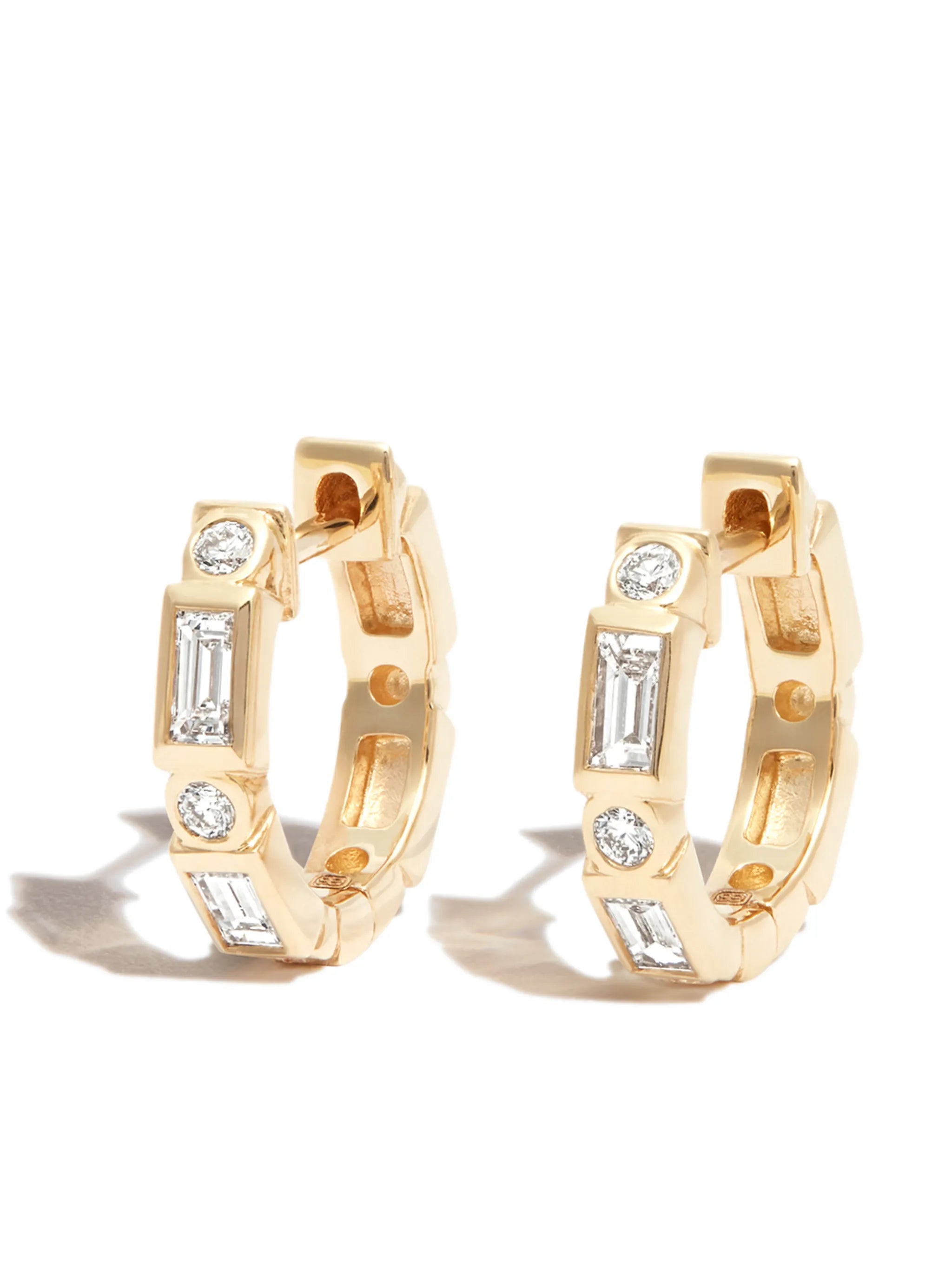14kt yellow gold diamond huggie earrings