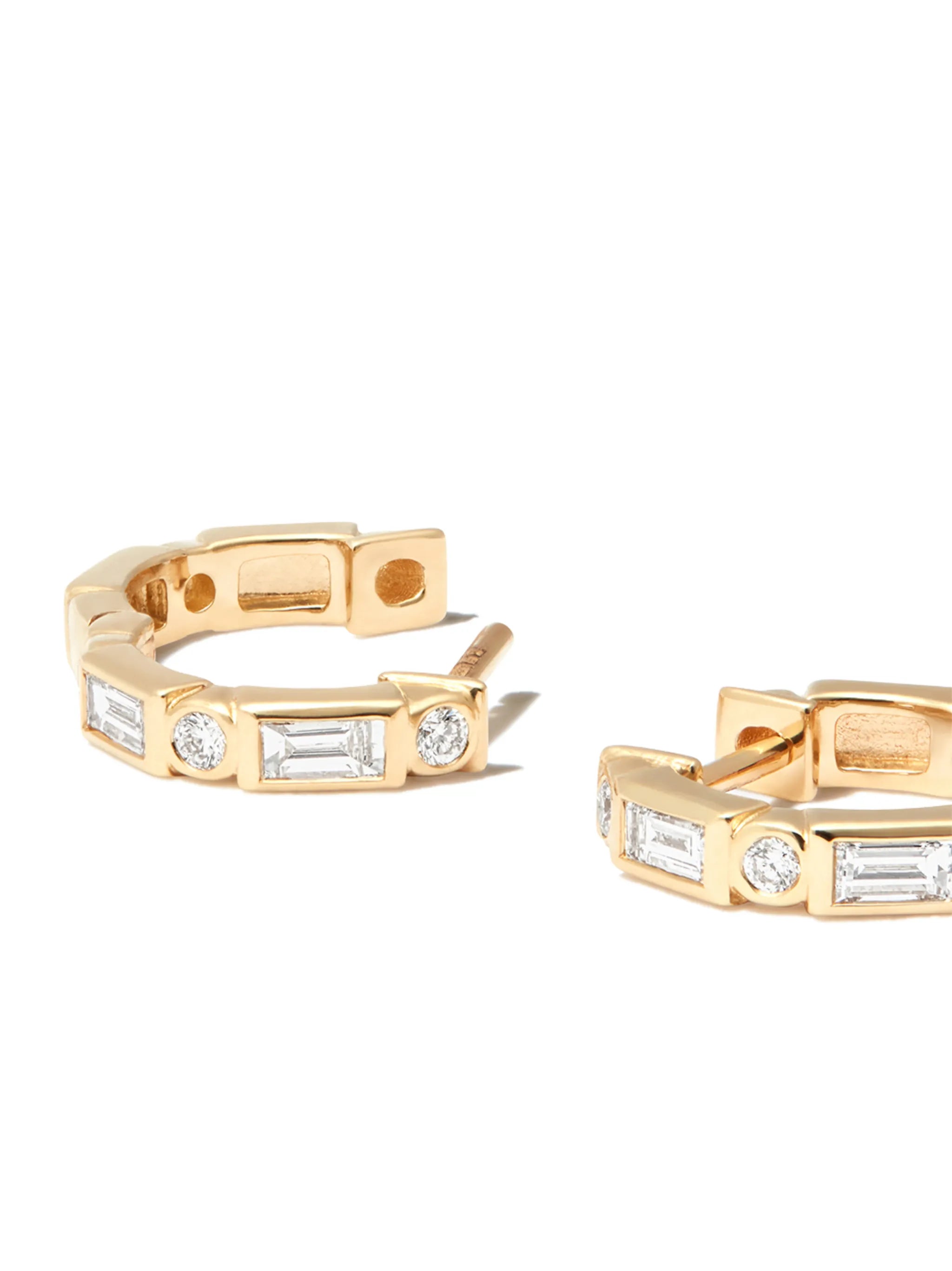 14kt yellow gold diamond huggie earrings