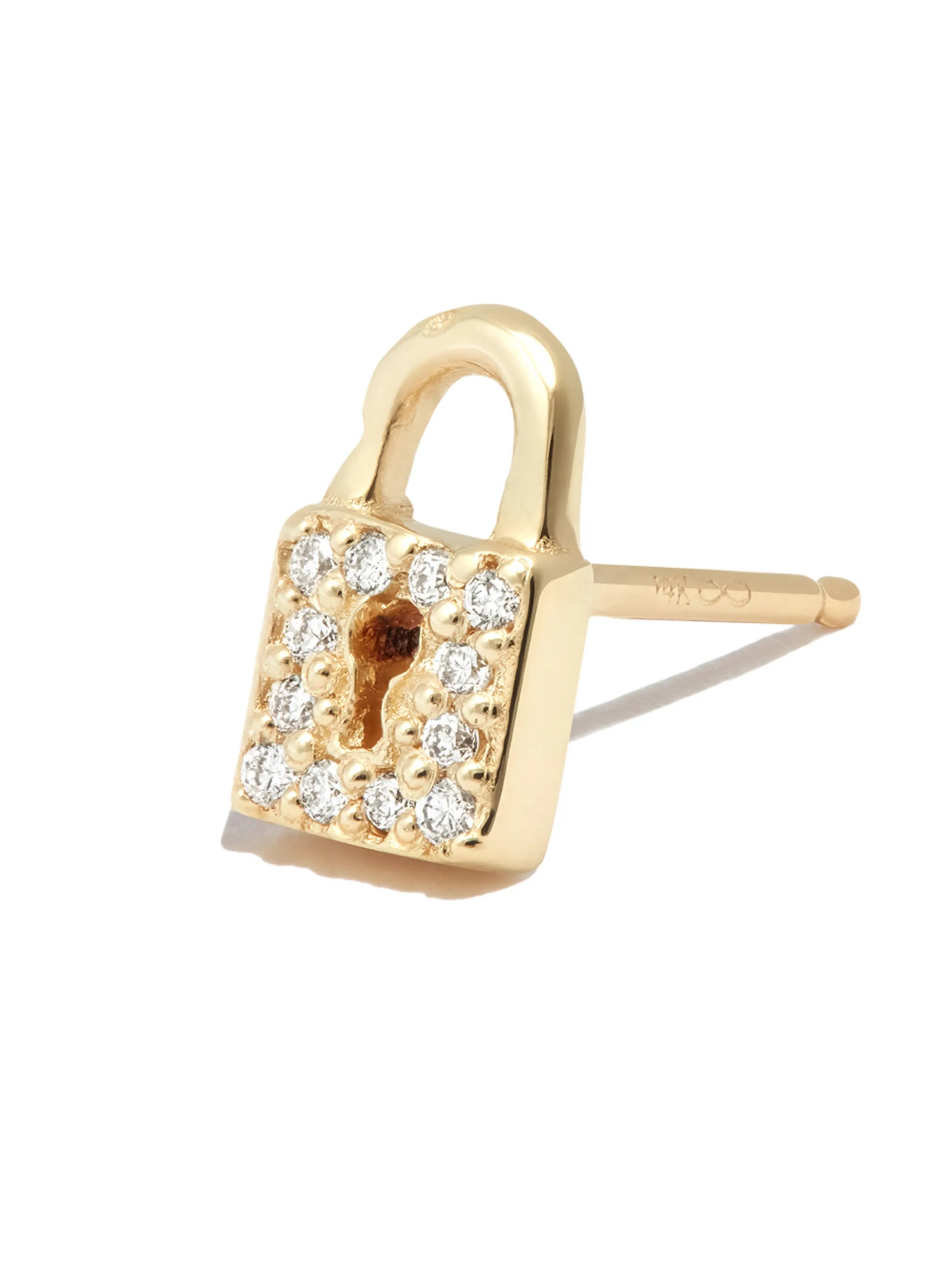 14kt yellow gold diamond stud earring