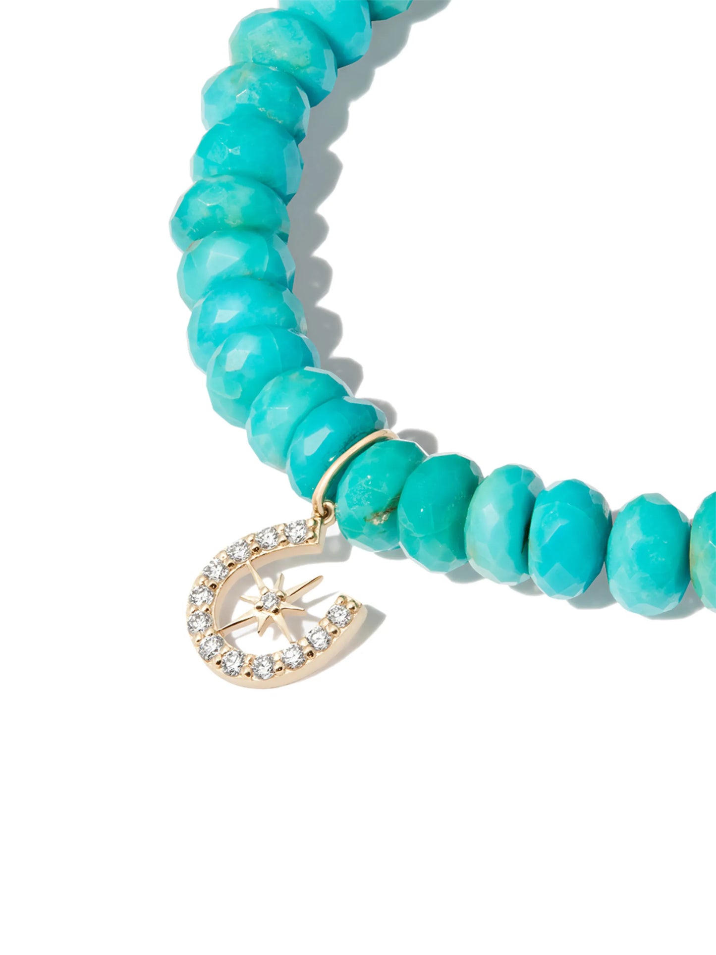 14kt yellow gold Starburst turquoise and diamond bracelet