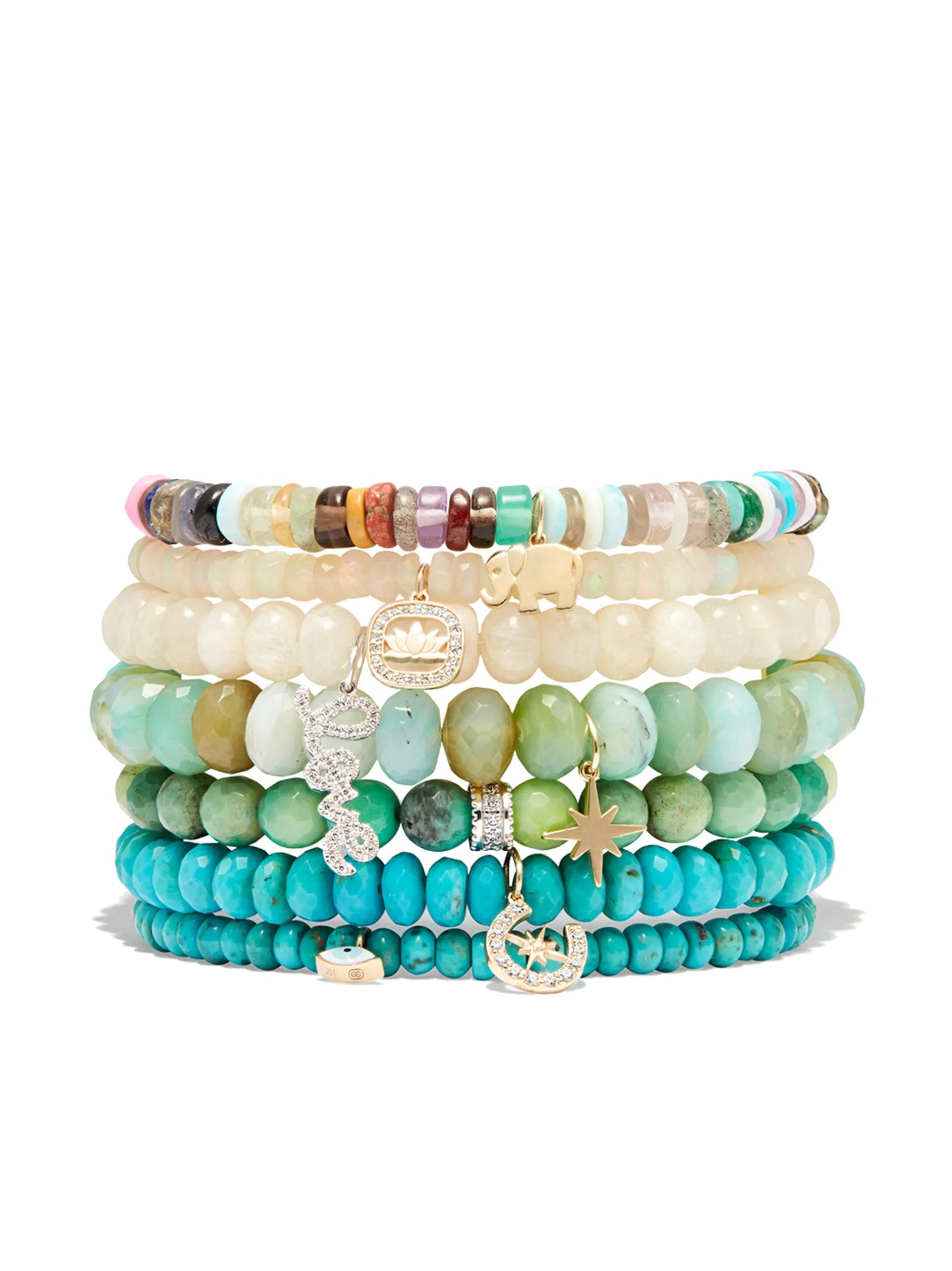14kt yellow gold Starburst turquoise and diamond bracelet