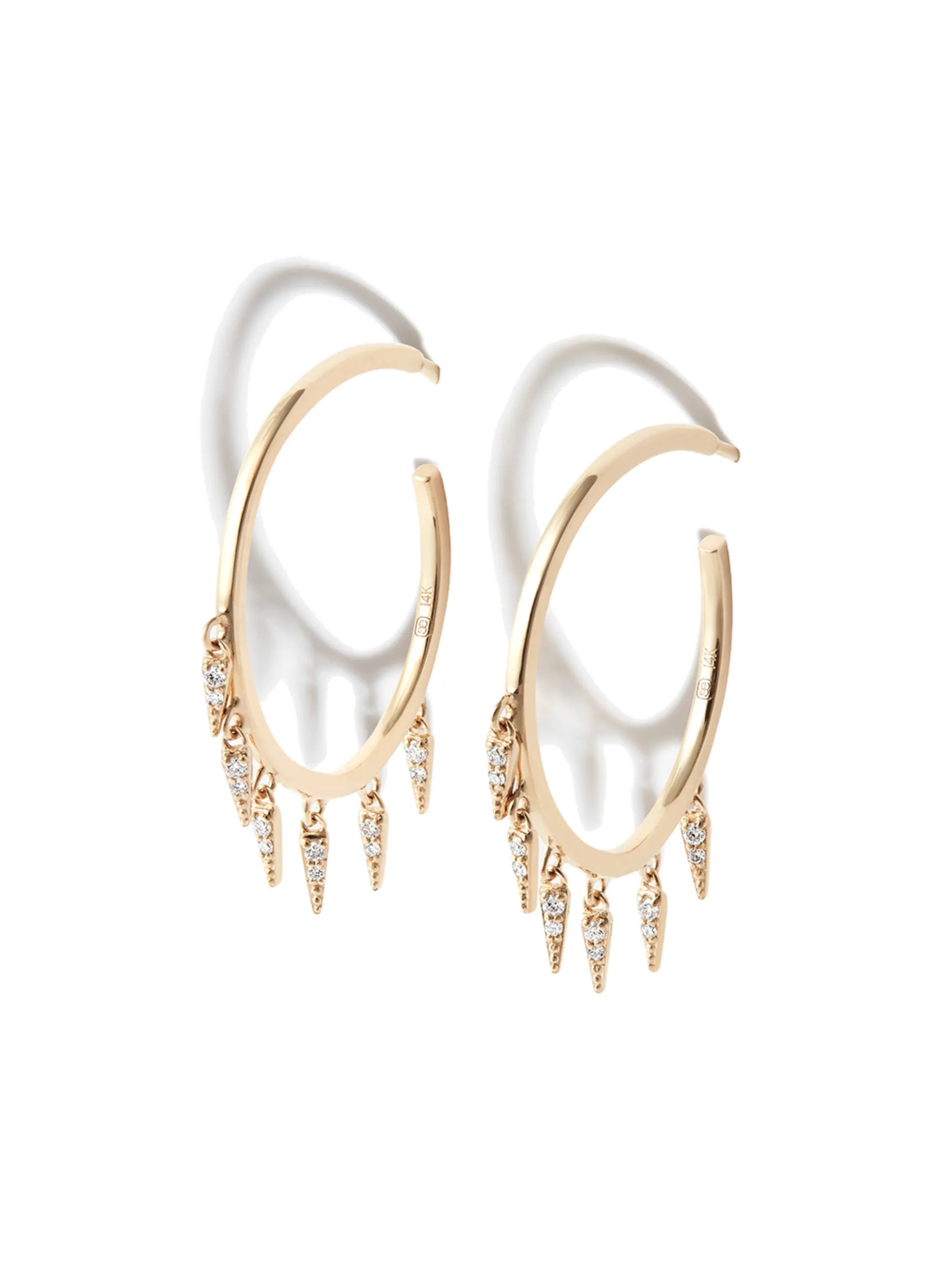 14kt yellow gold Fringe diamond hoop earrings