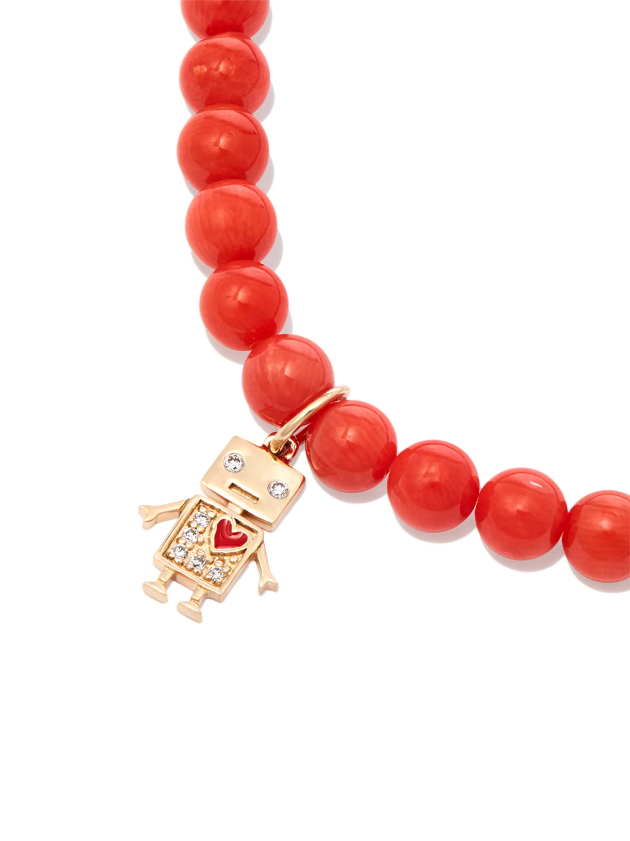 14kt yellow gold Robot coral and diamond bracelet