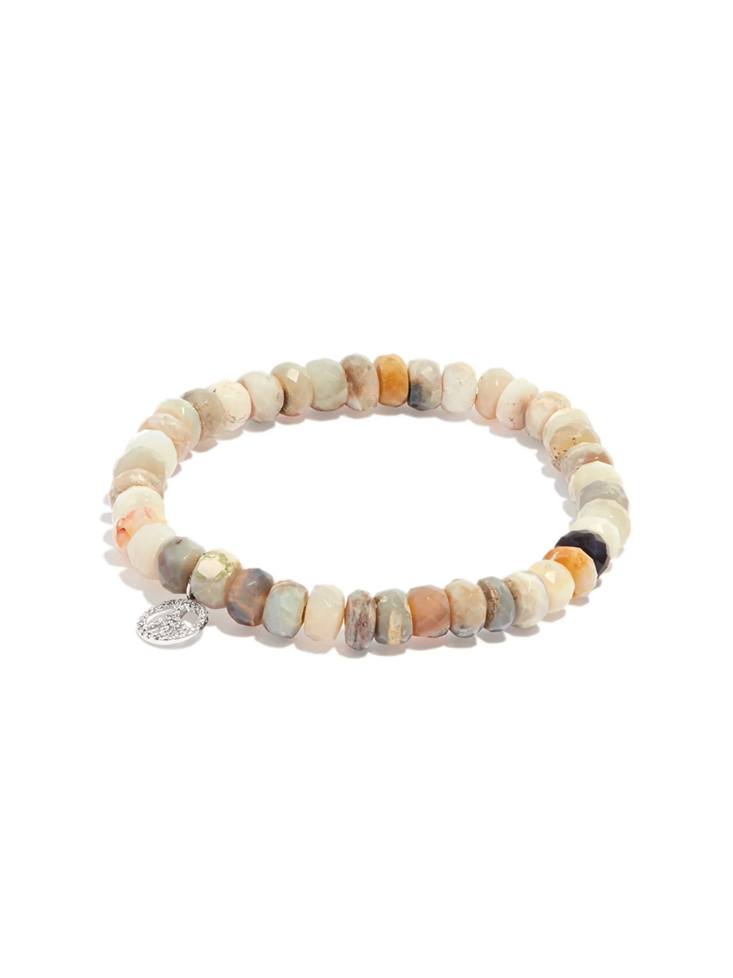 14kt white gold diamond and opal charm bracelet