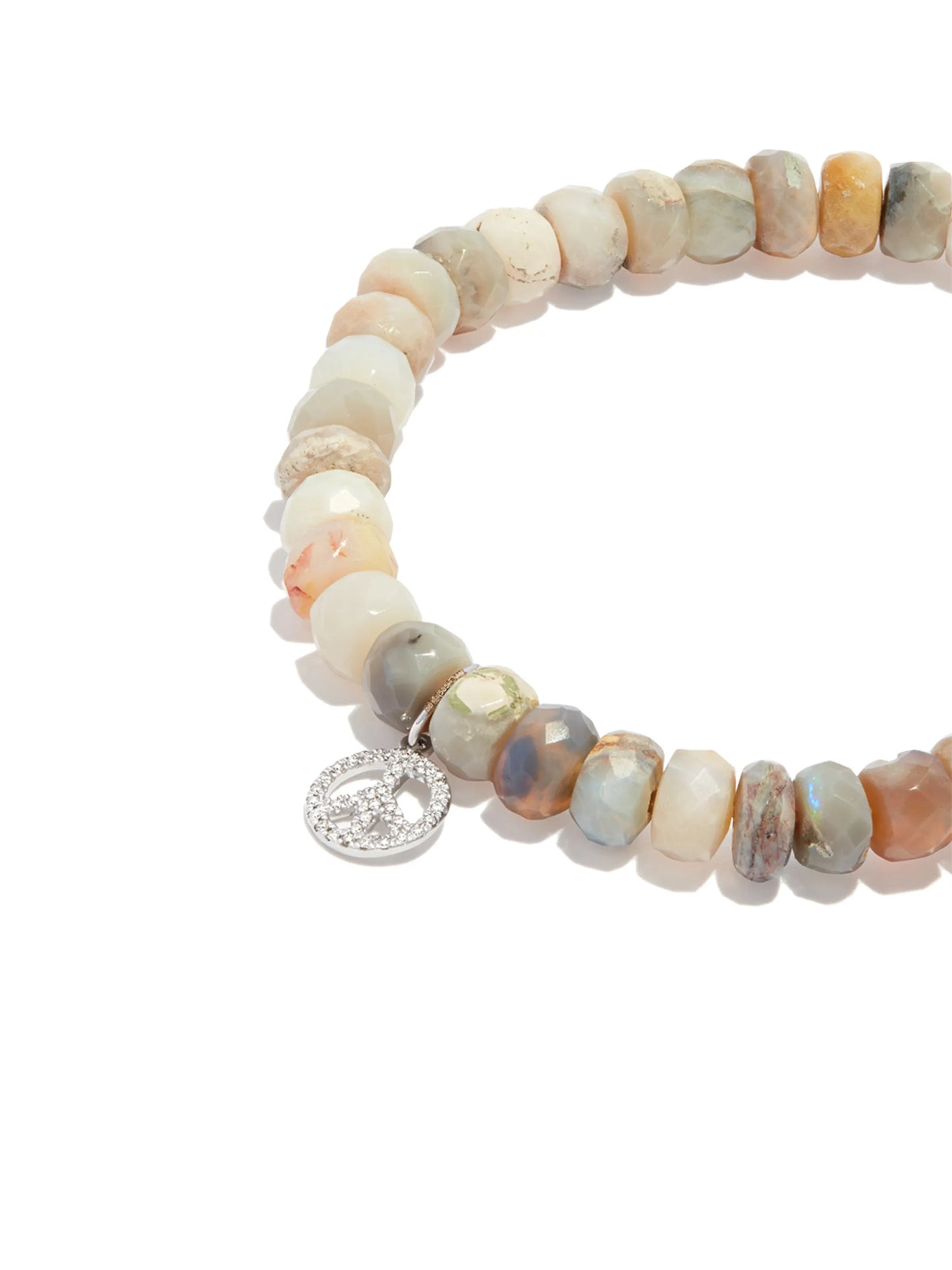 14kt white gold diamond and opal charm bracelet