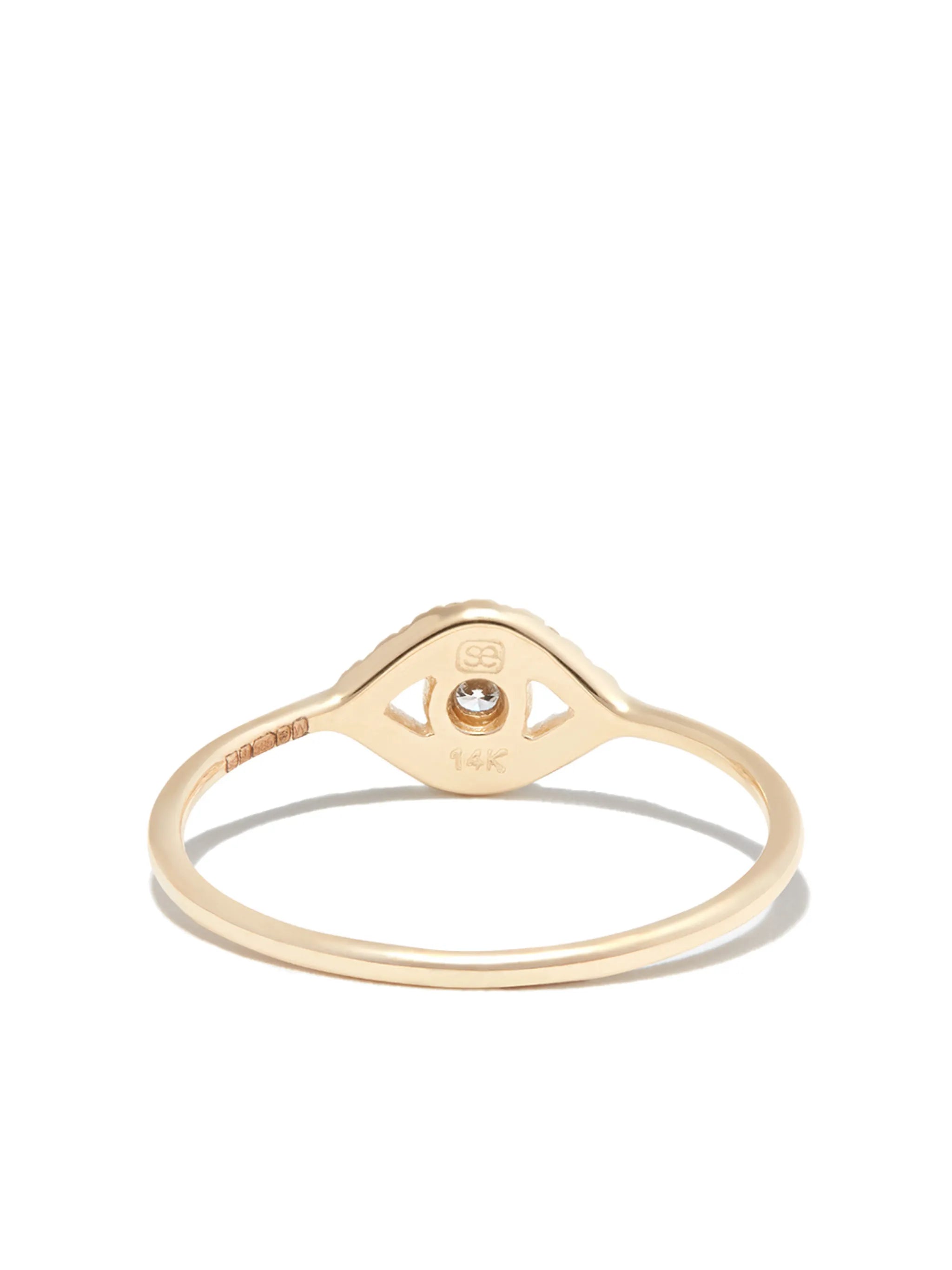 14kt yellow gold Evil Eye diamond ring