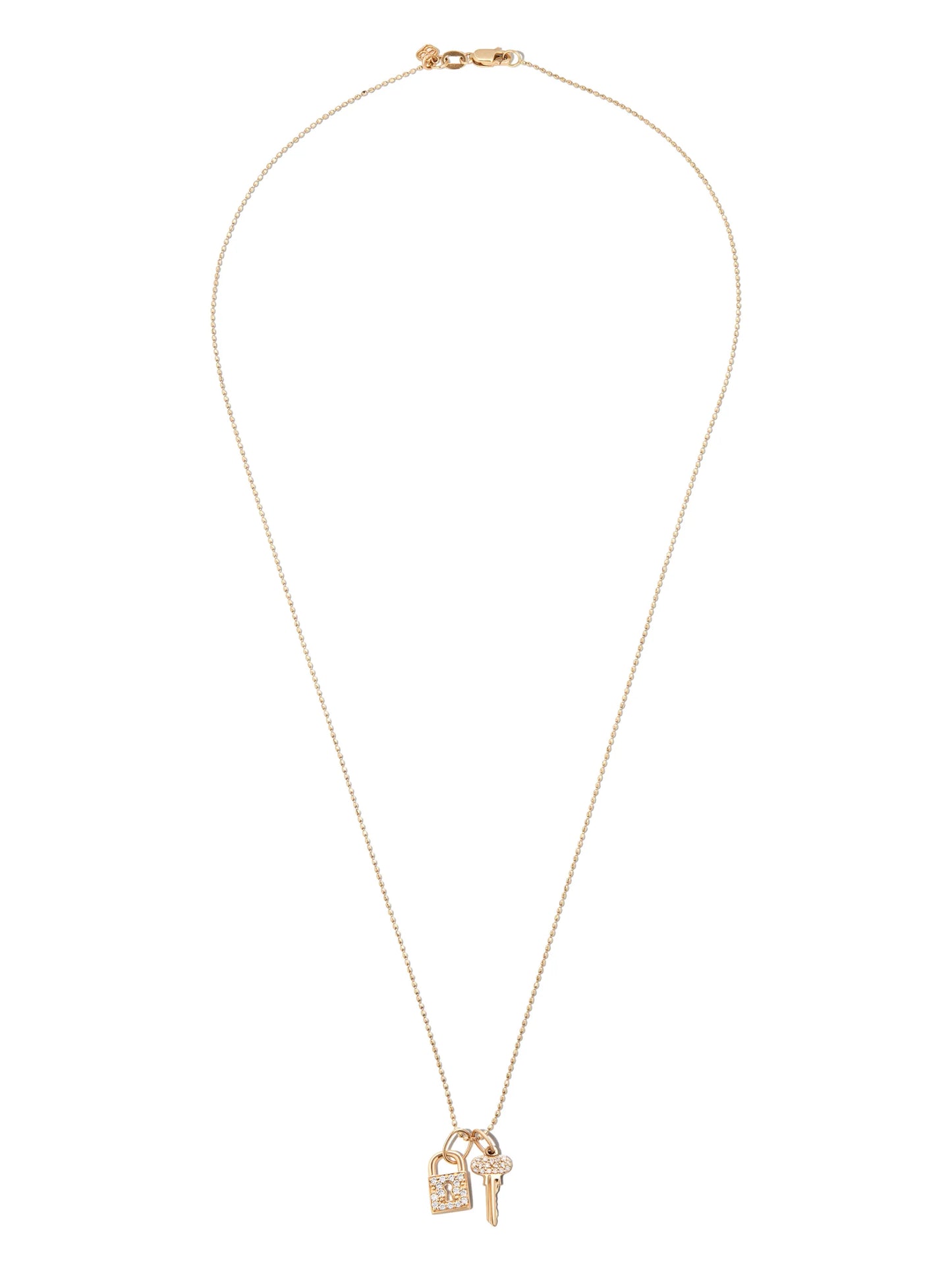 14kt yellow gold lock key diamond pendant necklace