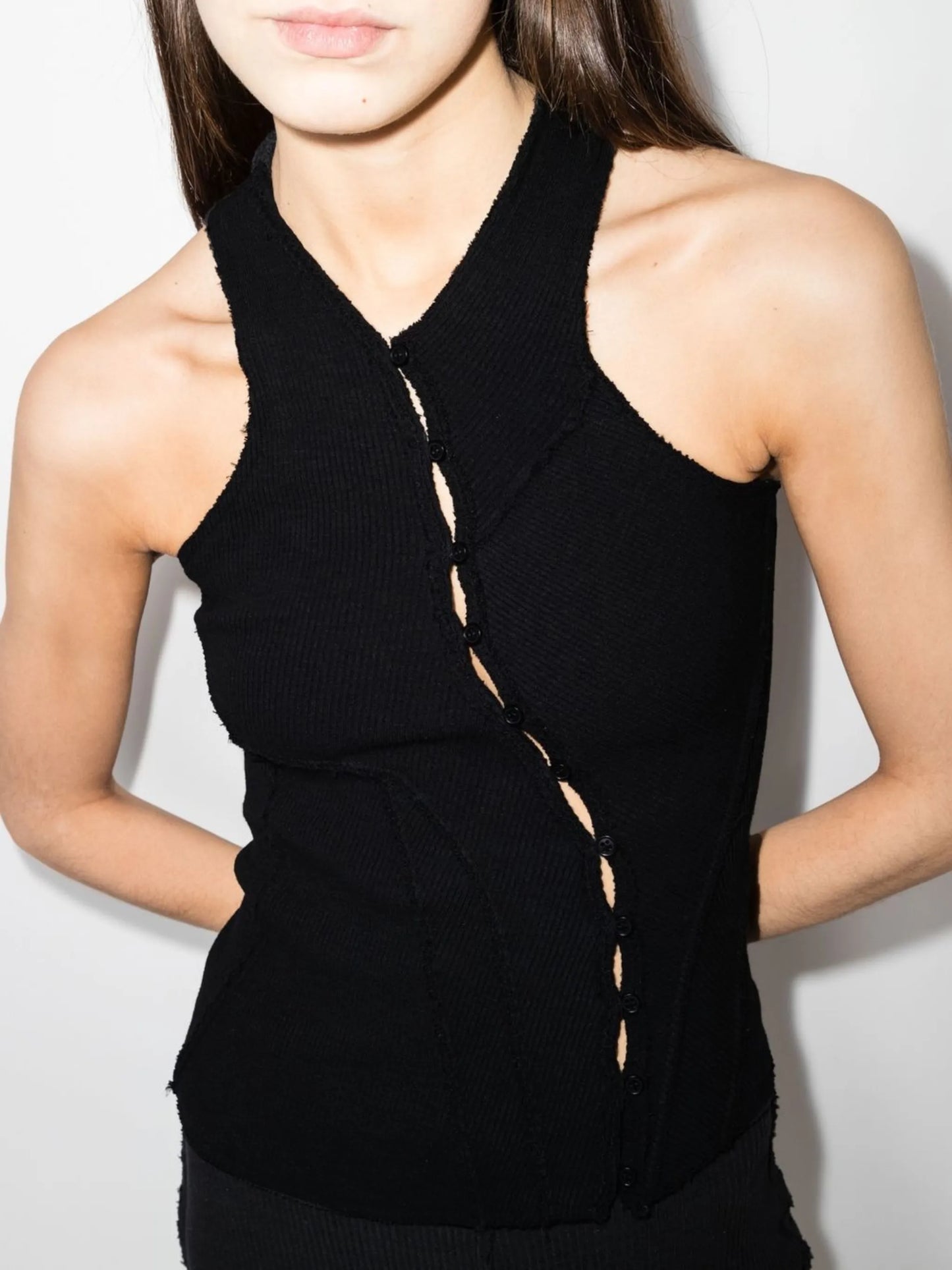 button-up asymmetric vest