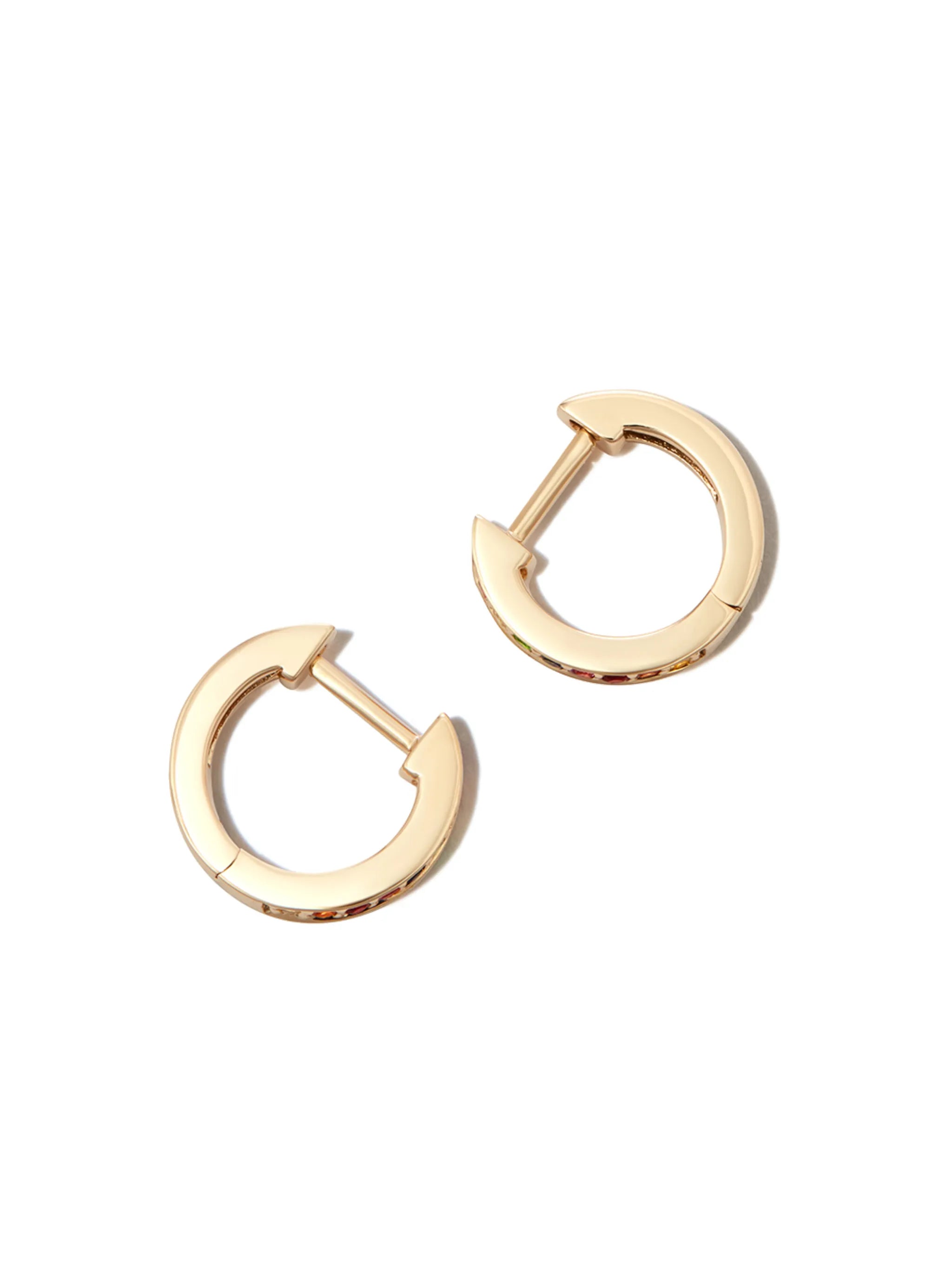 14kt yellow gold Rainbow Pavé huggie earrings