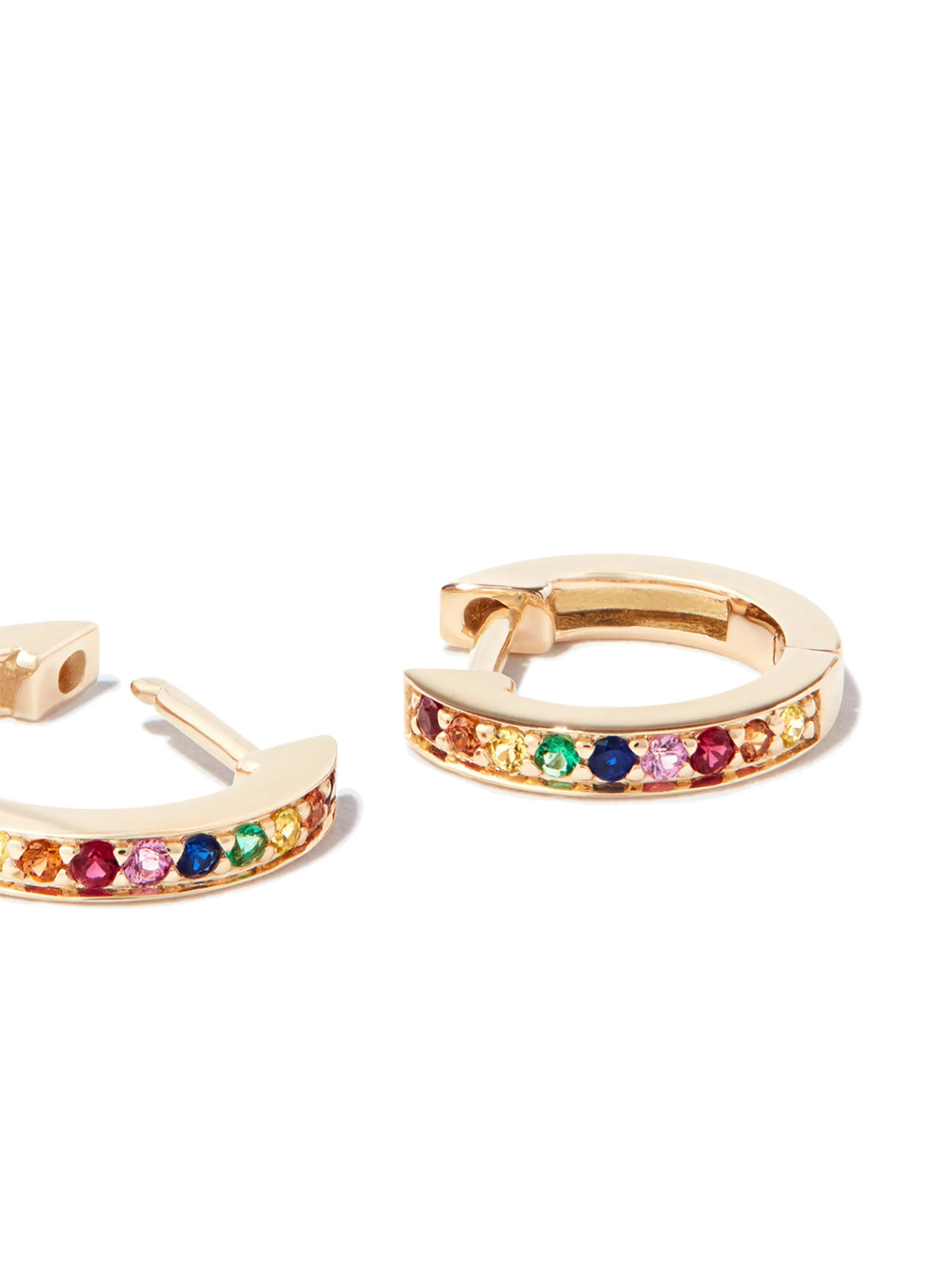 14kt yellow gold Rainbow Pavé huggie earrings