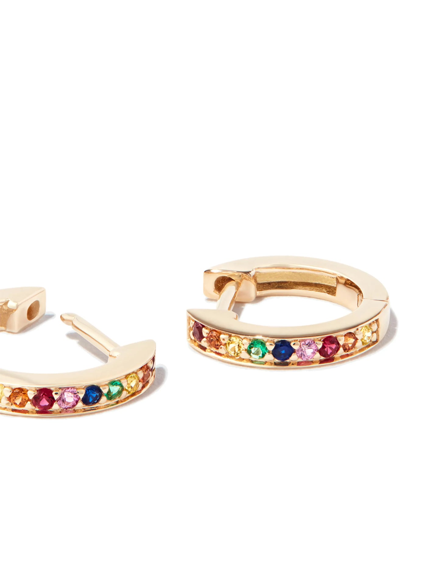 14kt yellow gold Rainbow Pavé huggie earrings