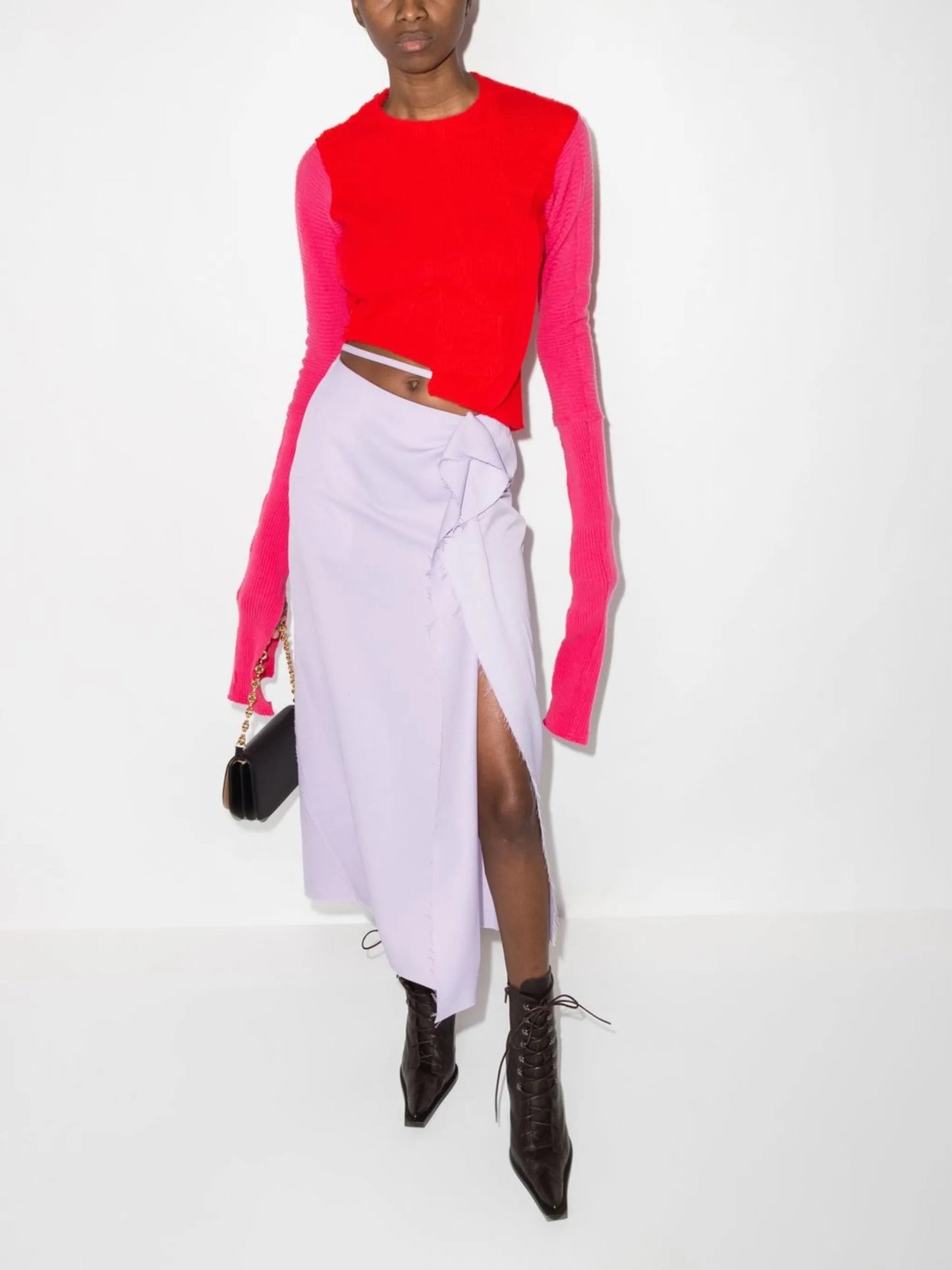 asymmetric ribbed-knit jumper