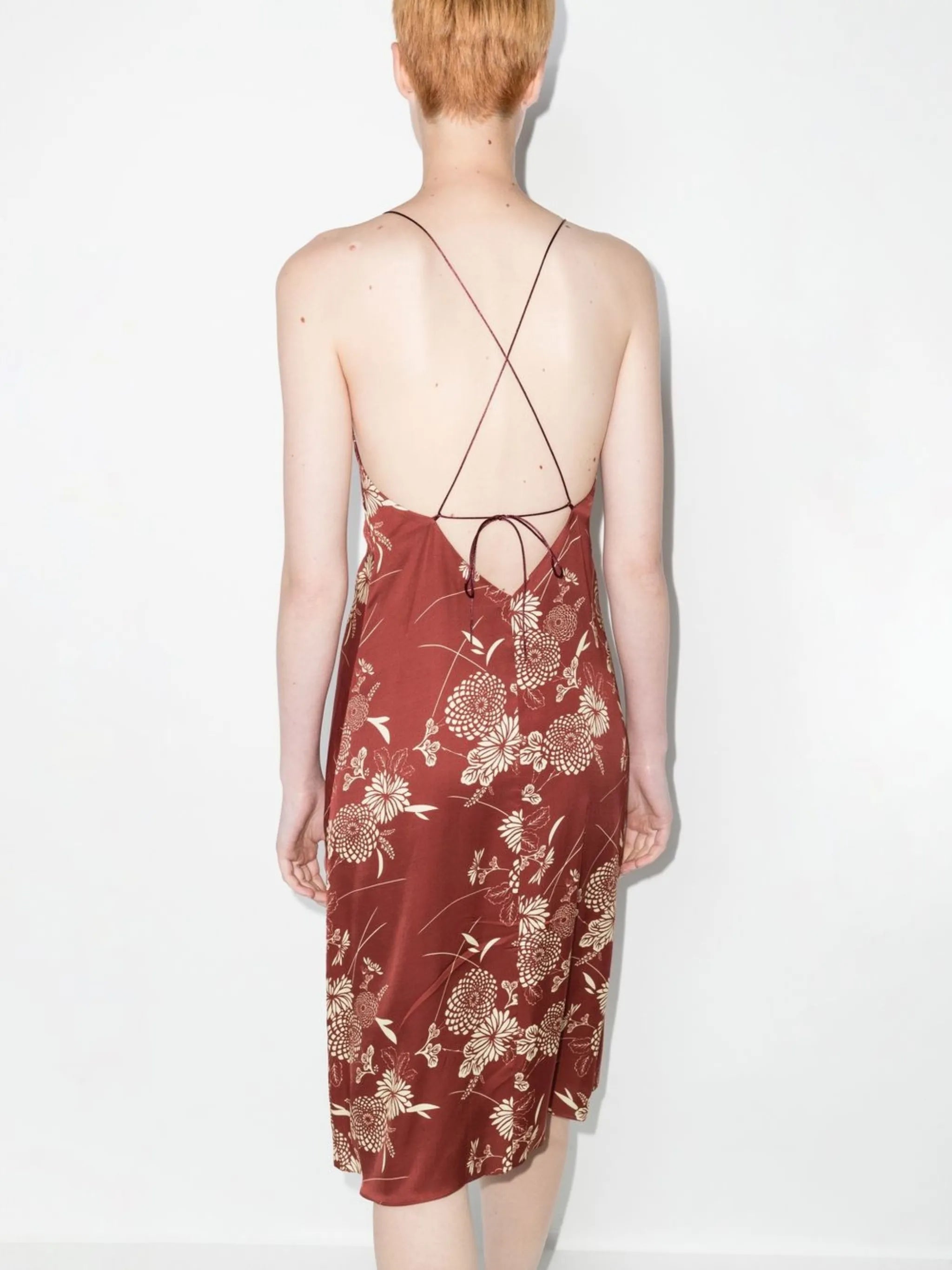 floral-print slip dress