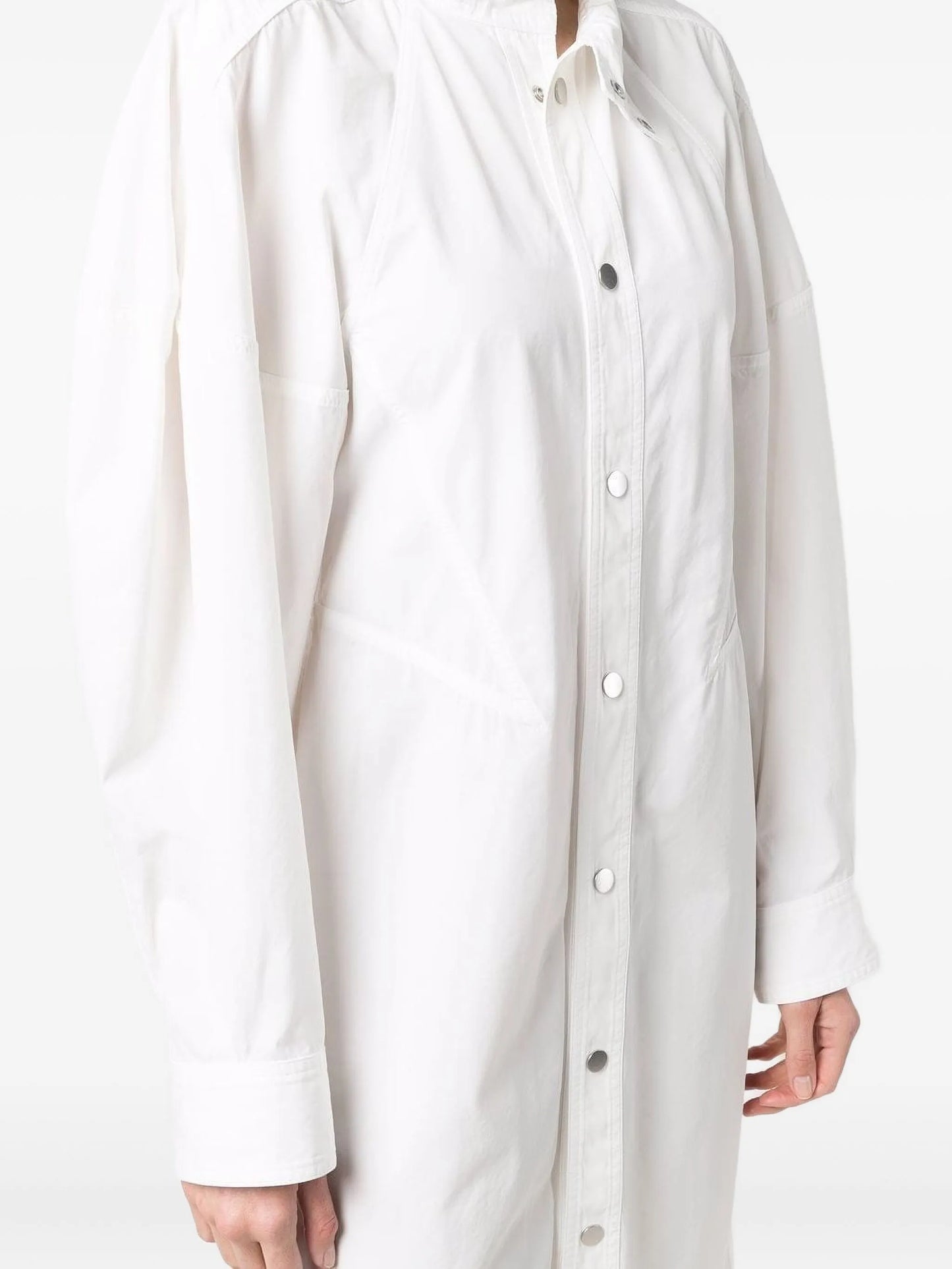 high-neck poplin shirt dress