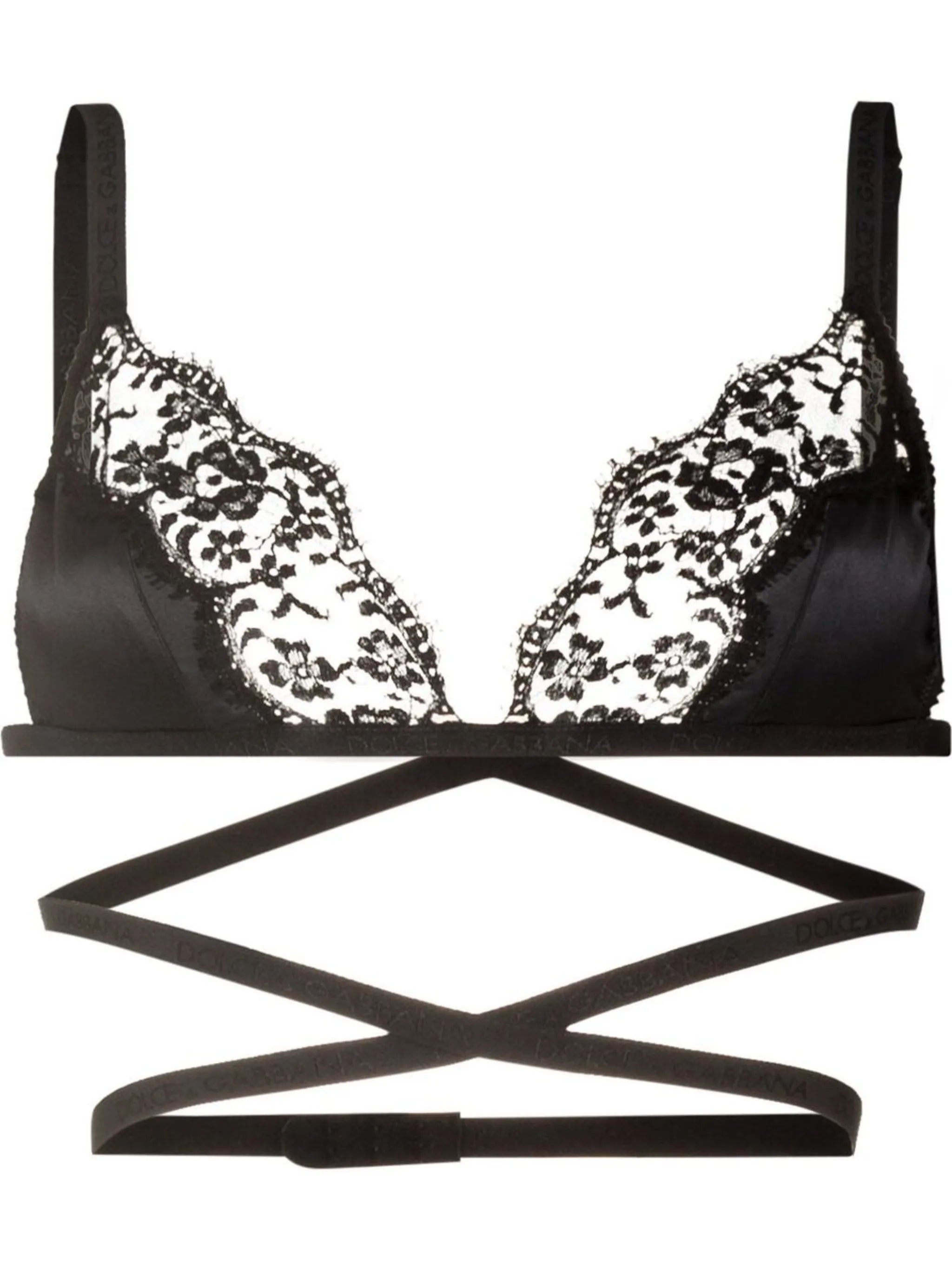 lace-detailing satin bra