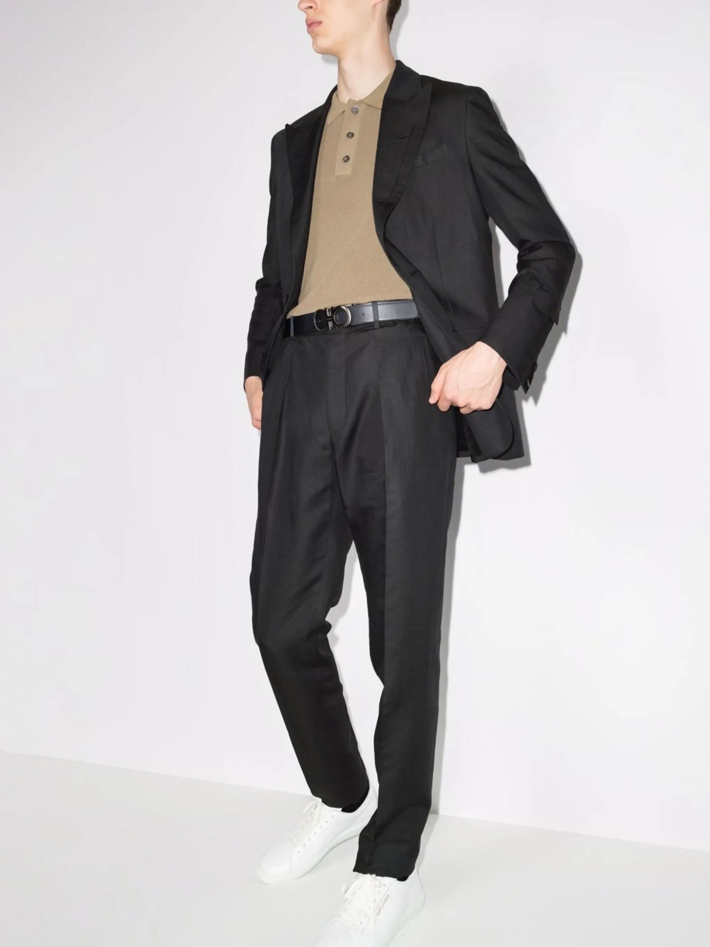 high-waisted tailored trousers