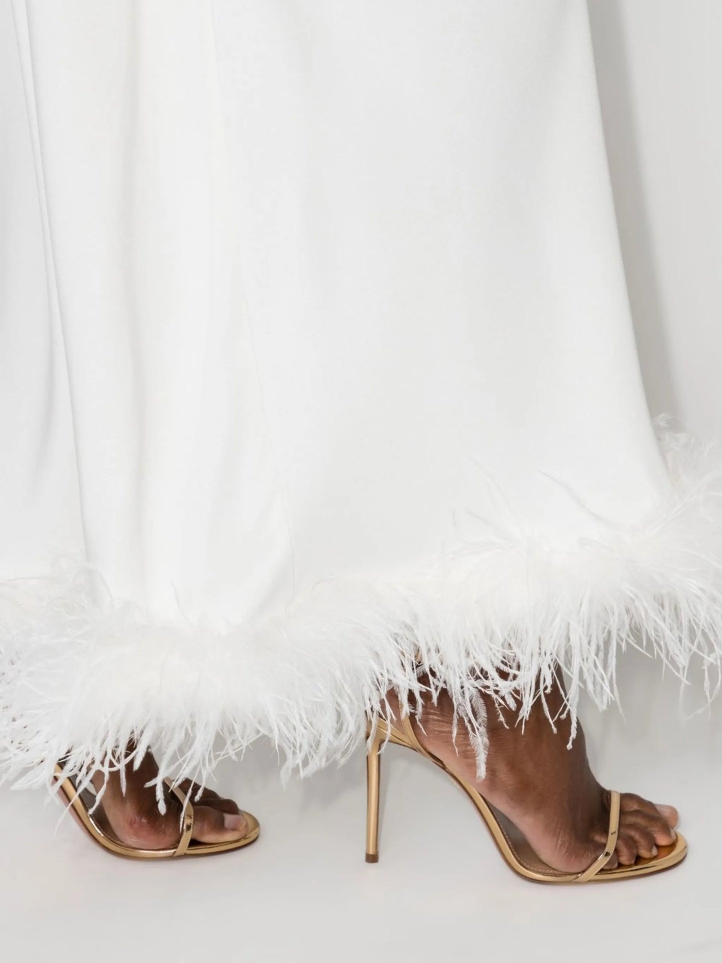Jazi feather-trim silk gown