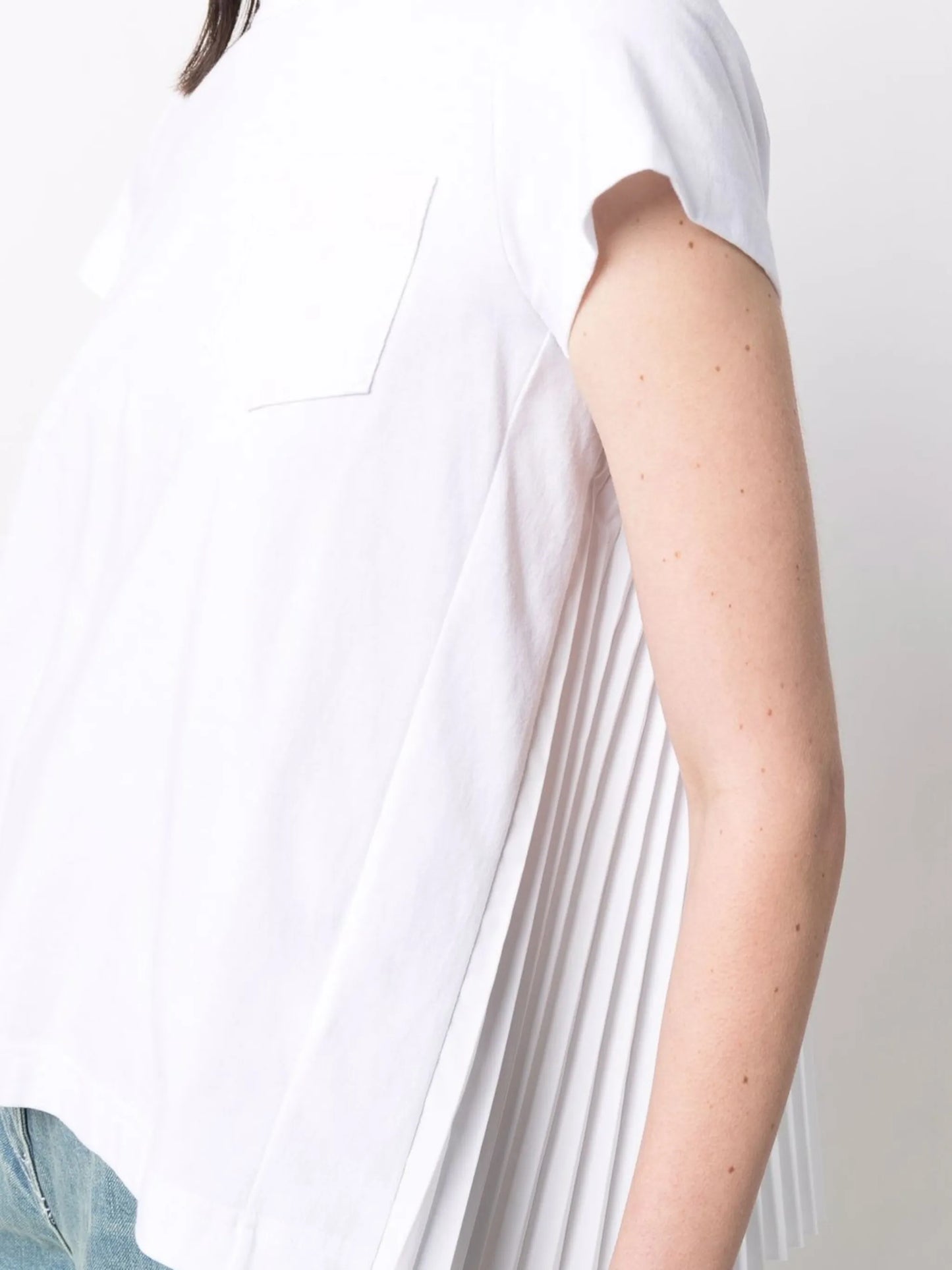contrast pleated back T-shirt