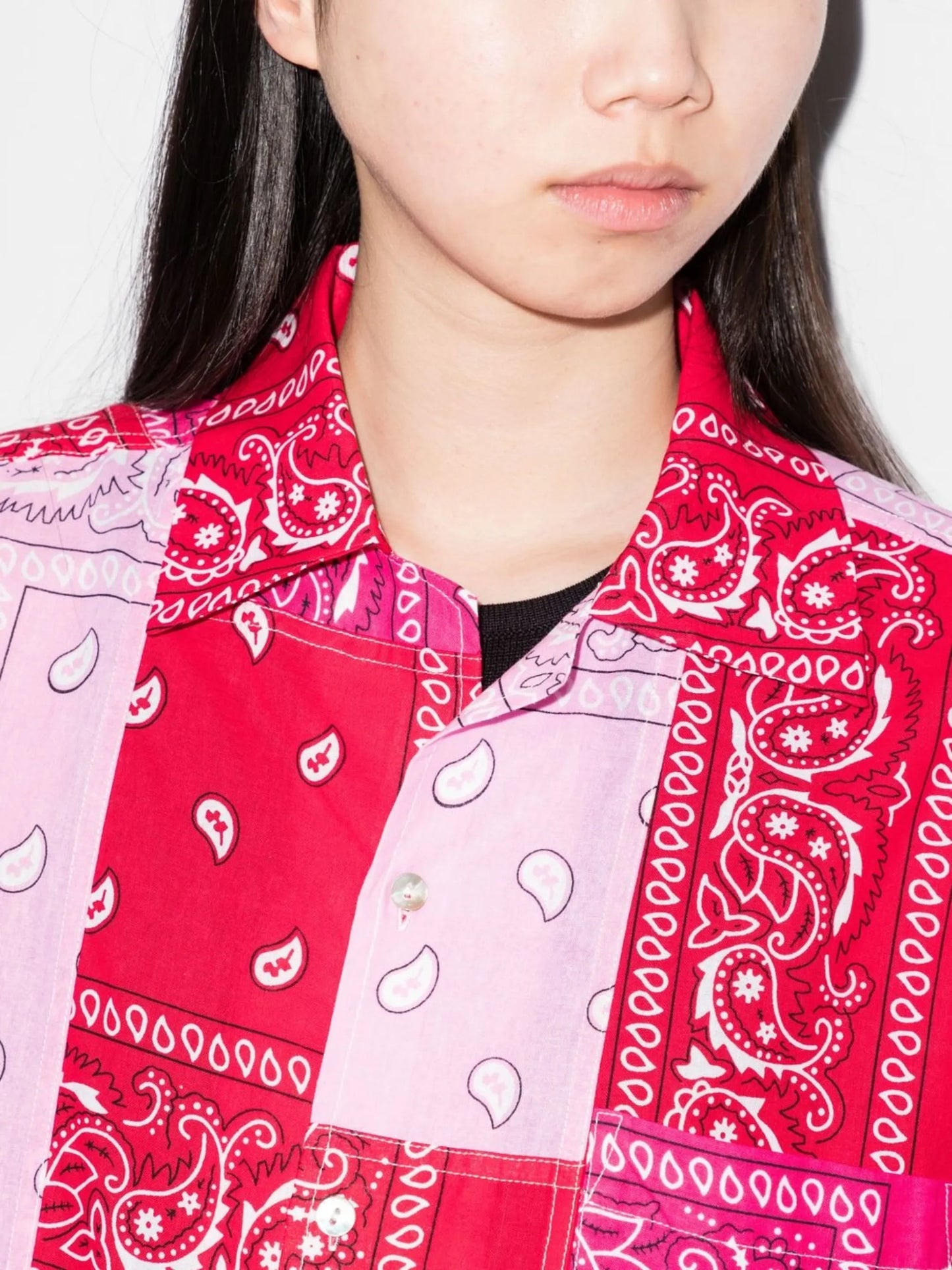 bandana-print bowling shirt