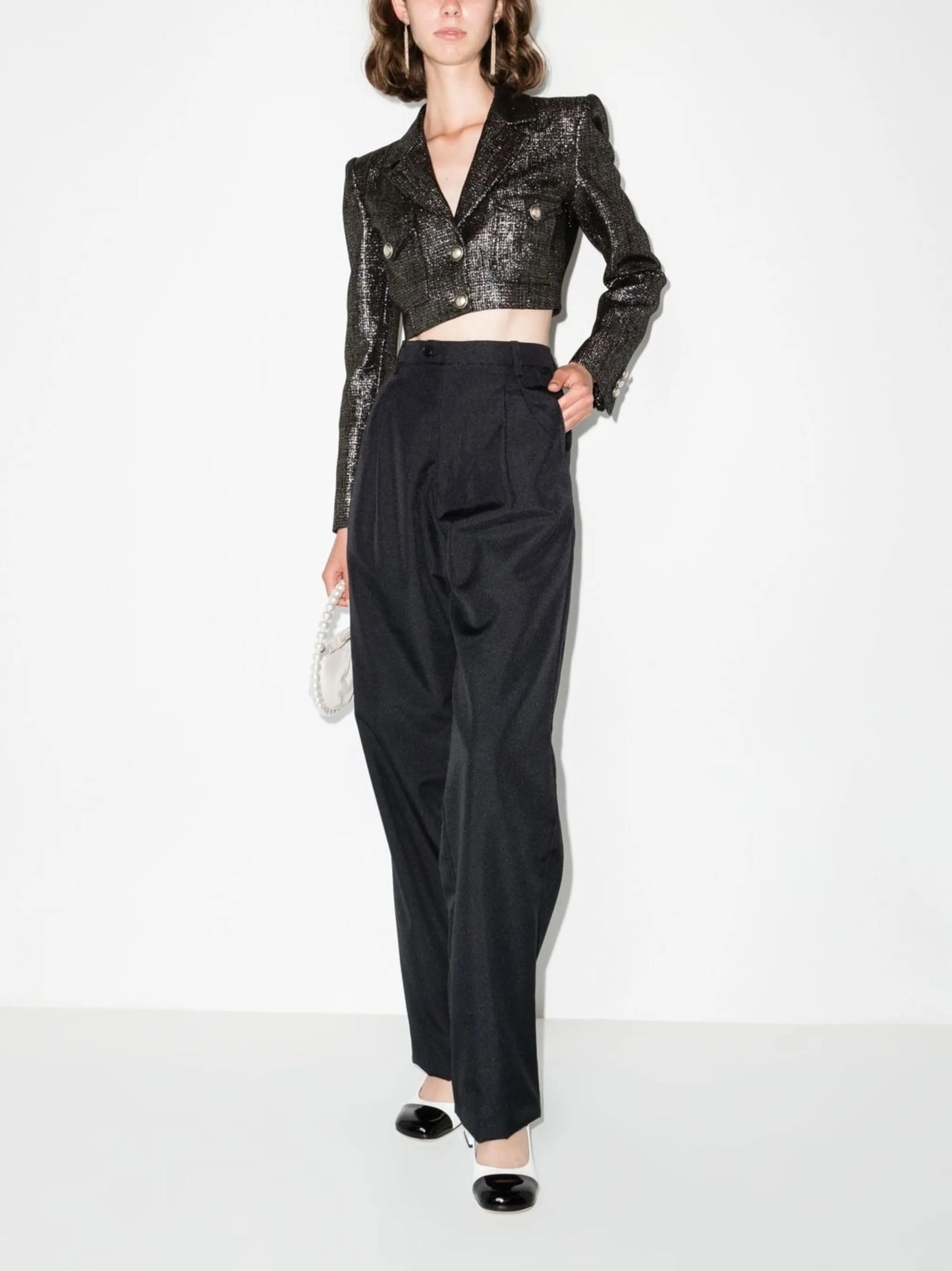 metallic cropped blazer