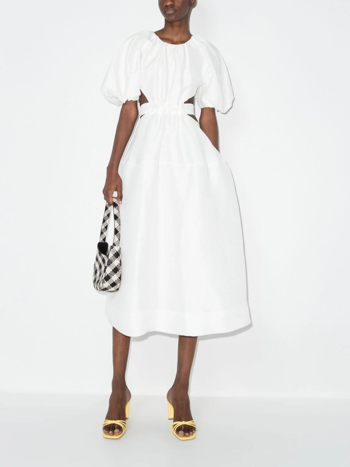 gathered-detail short-sleeve dress