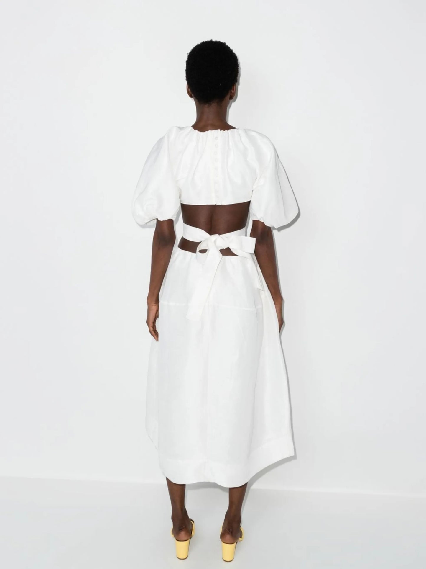 gathered-detail short-sleeve dress