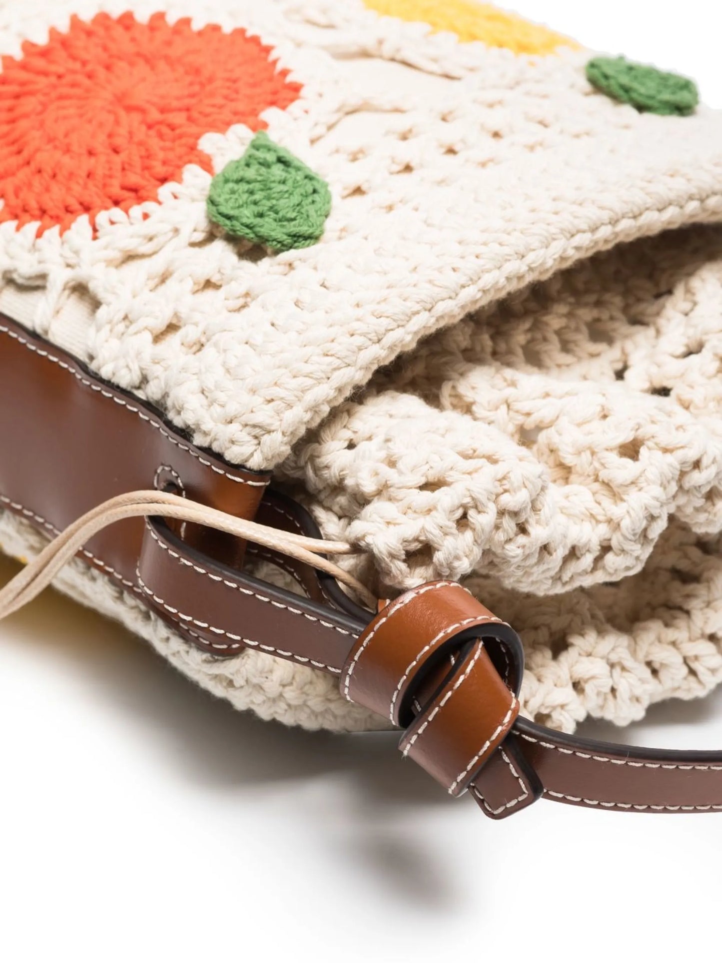 Anita fruit-detail crochet bucket bag