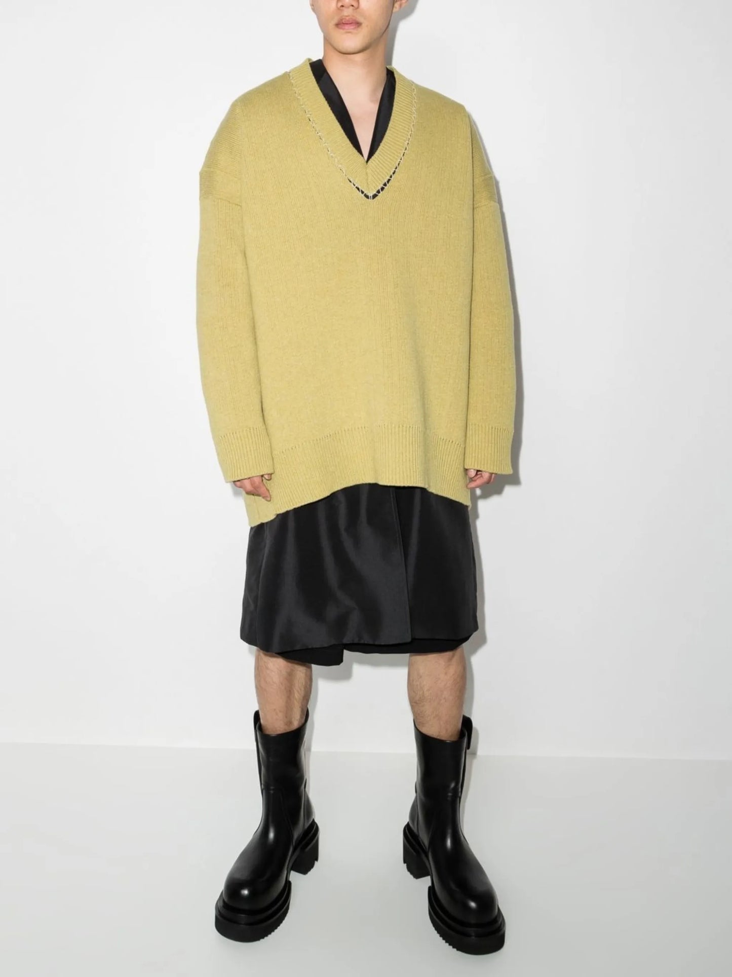 deconstructed V-neck jumper
