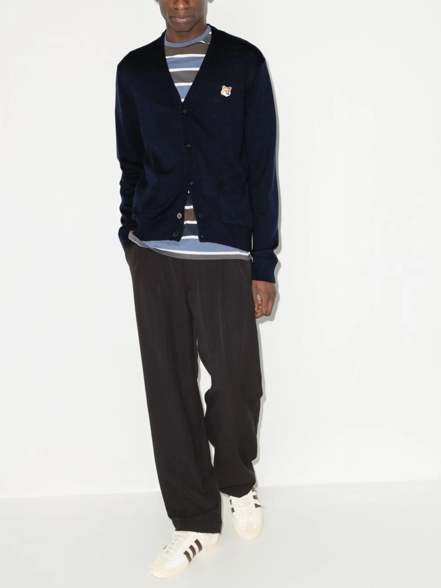 Fox-patch V-neck cardigan