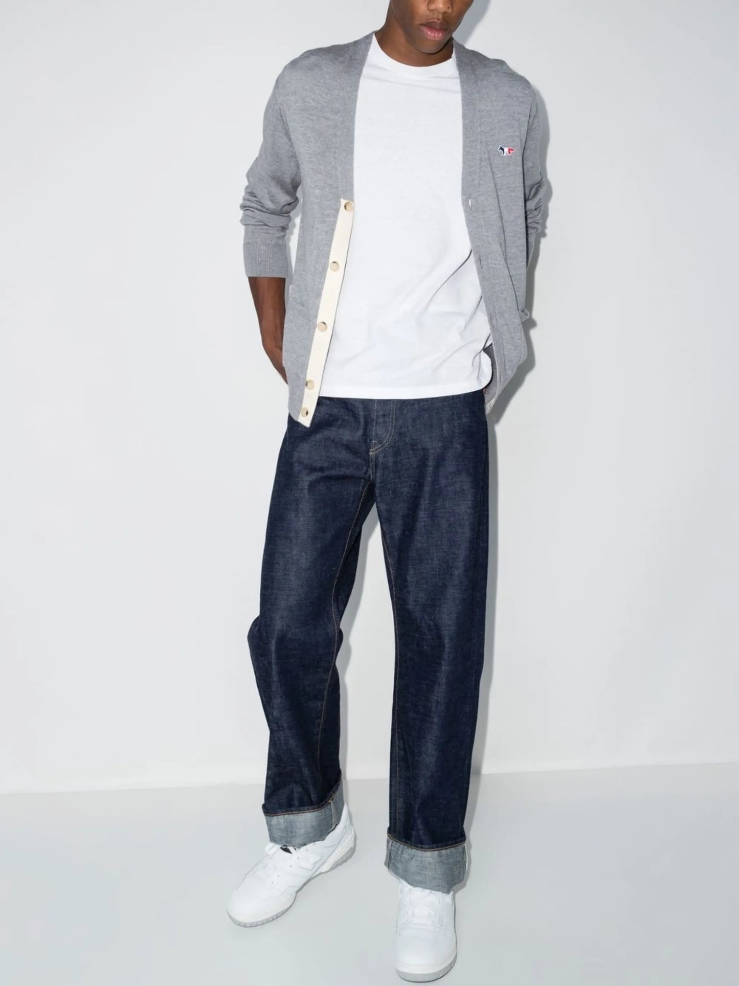 embroidered-motif button-fastening cardigan