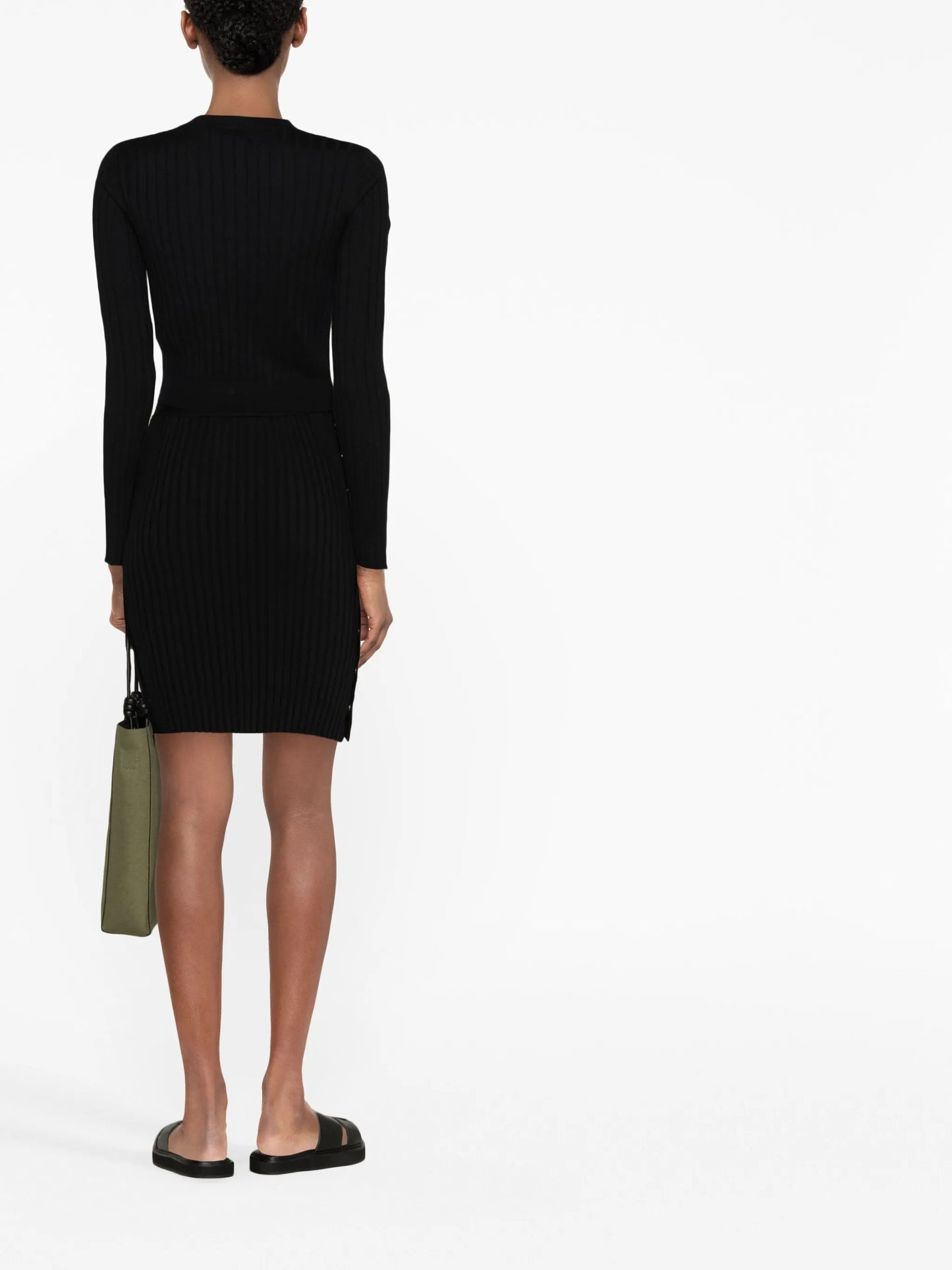 ribbed knit V-neck cardigan