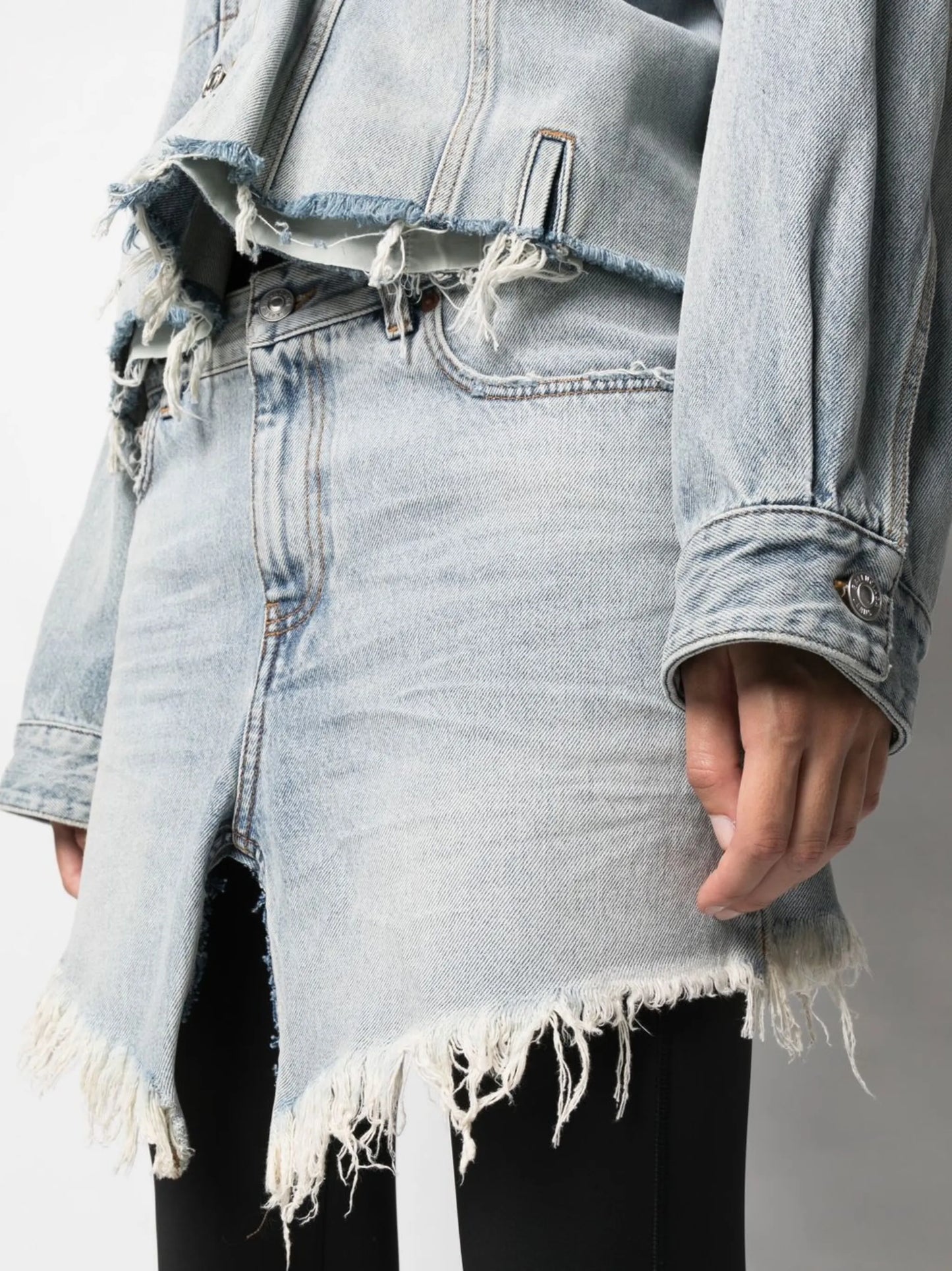 distressed denim skirt