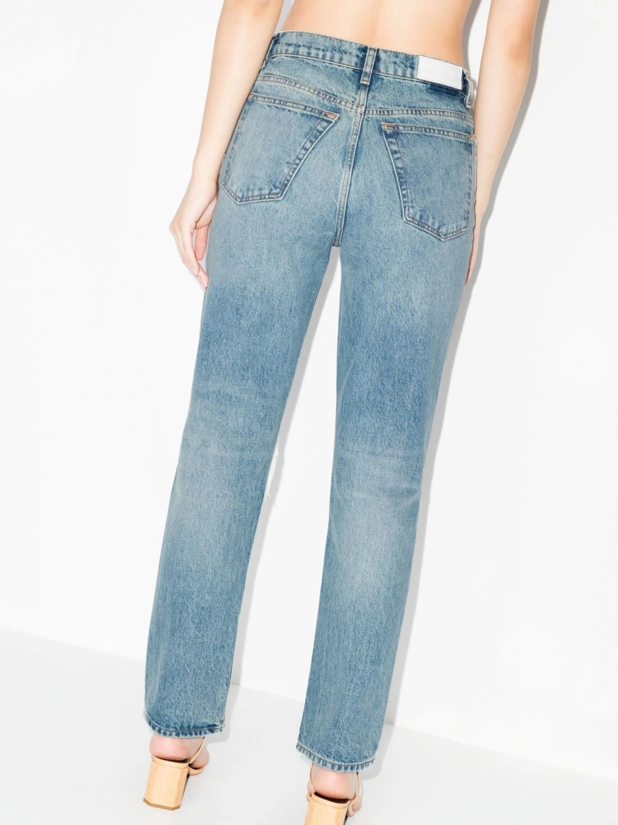 '70s ripped-knee straight-leg jeans