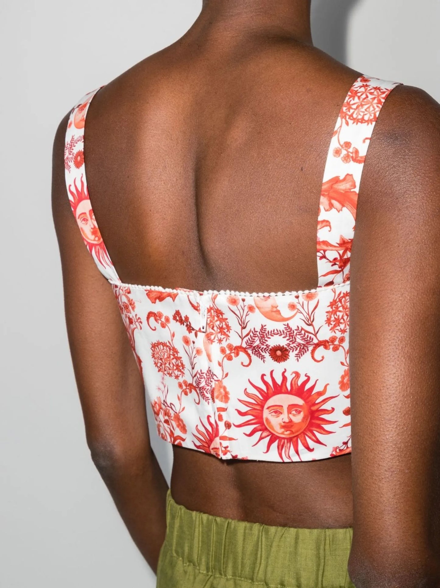 graphic-print square-neck top