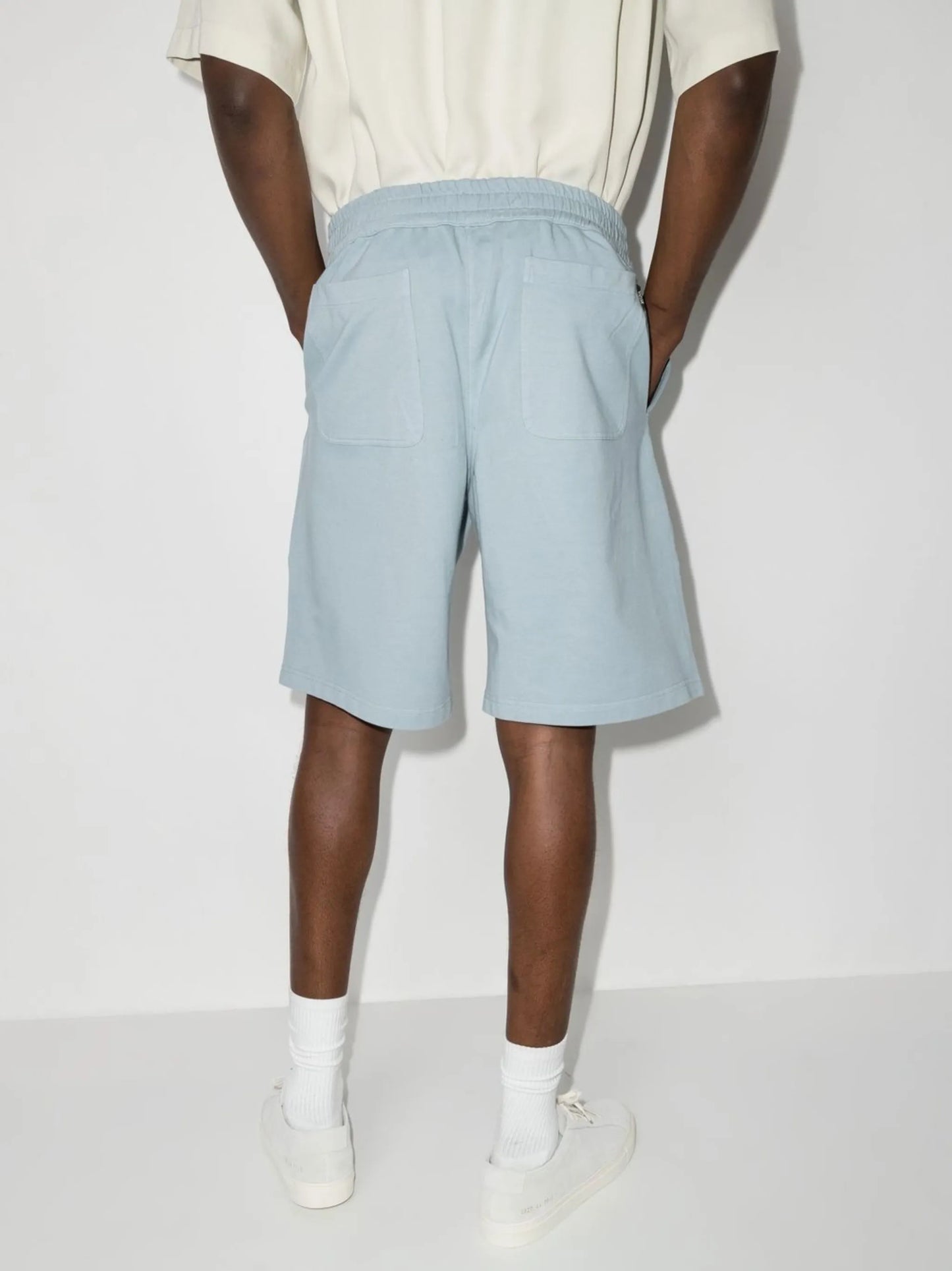 elasticated-waist cotton track shorts