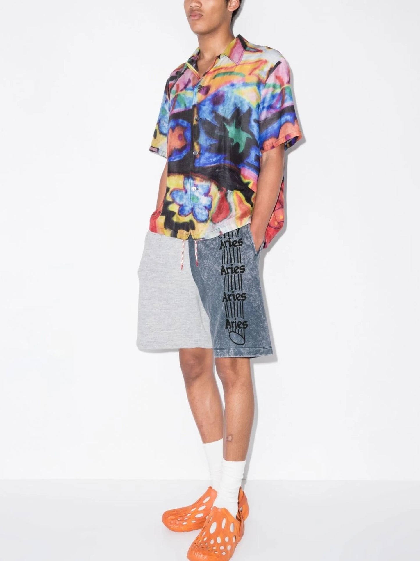 colour-block track shorts