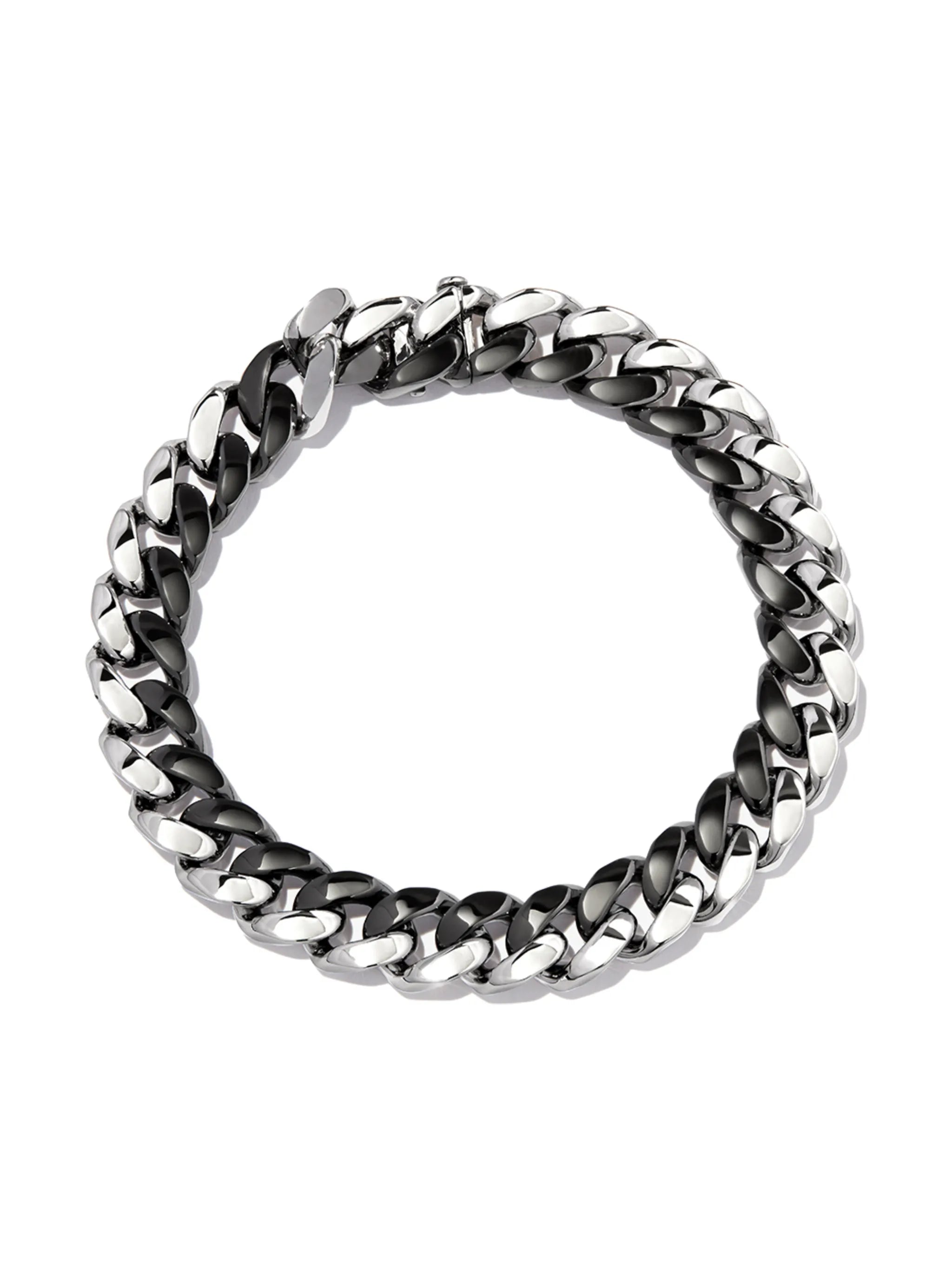 18kt white and black gold curb-link bracelet