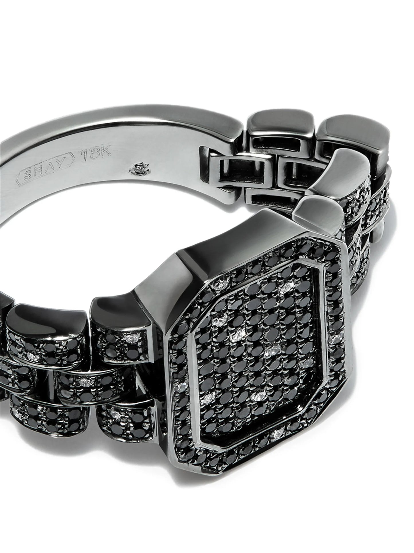18kt white gold diamond signet ring