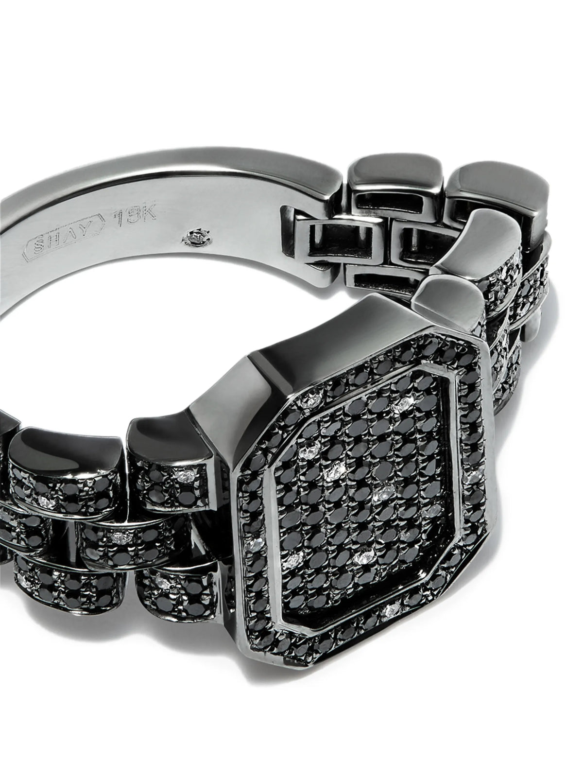 18kt white gold diamond signet ring