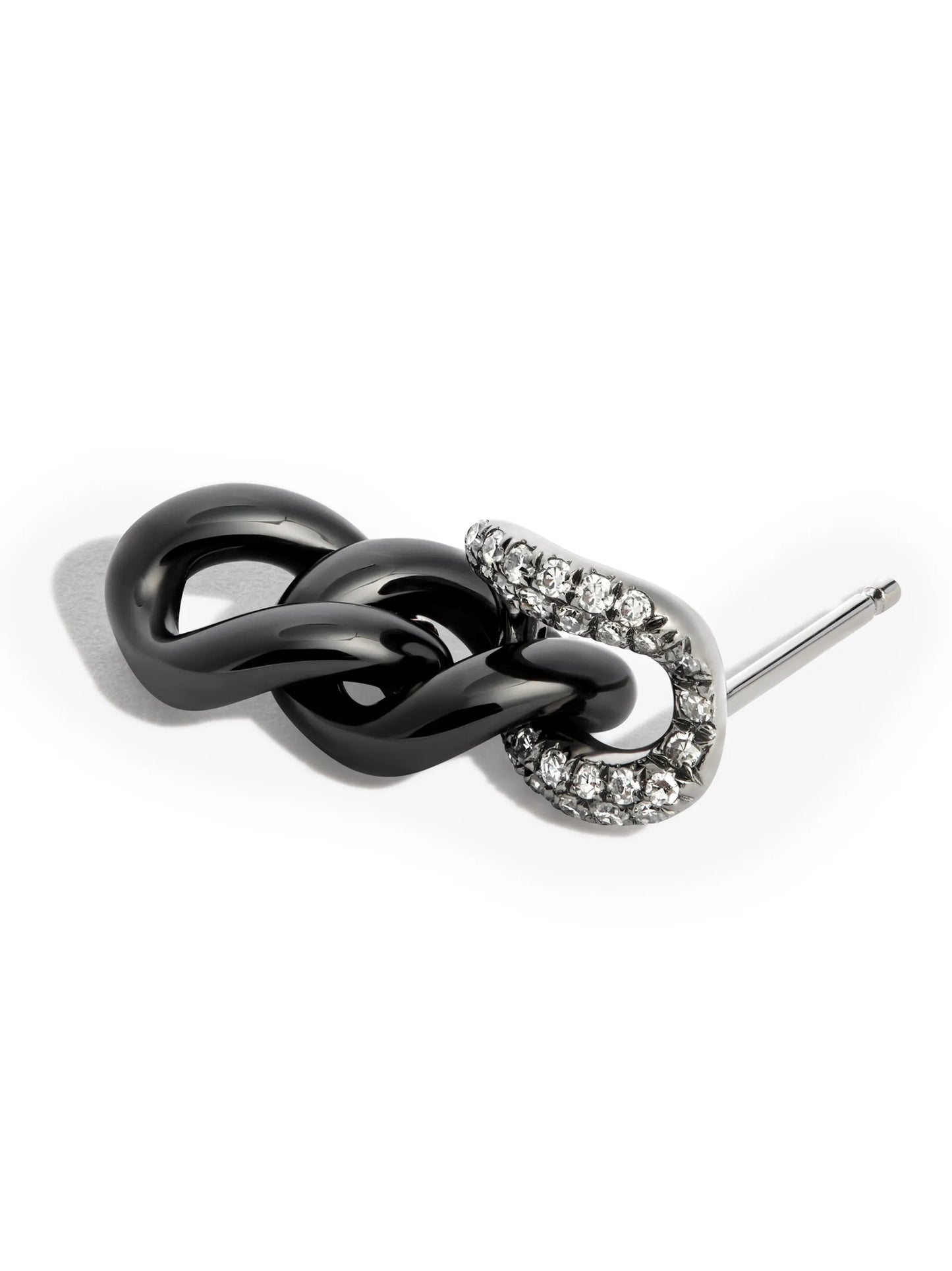 18kt black gold diamond chain stud earring