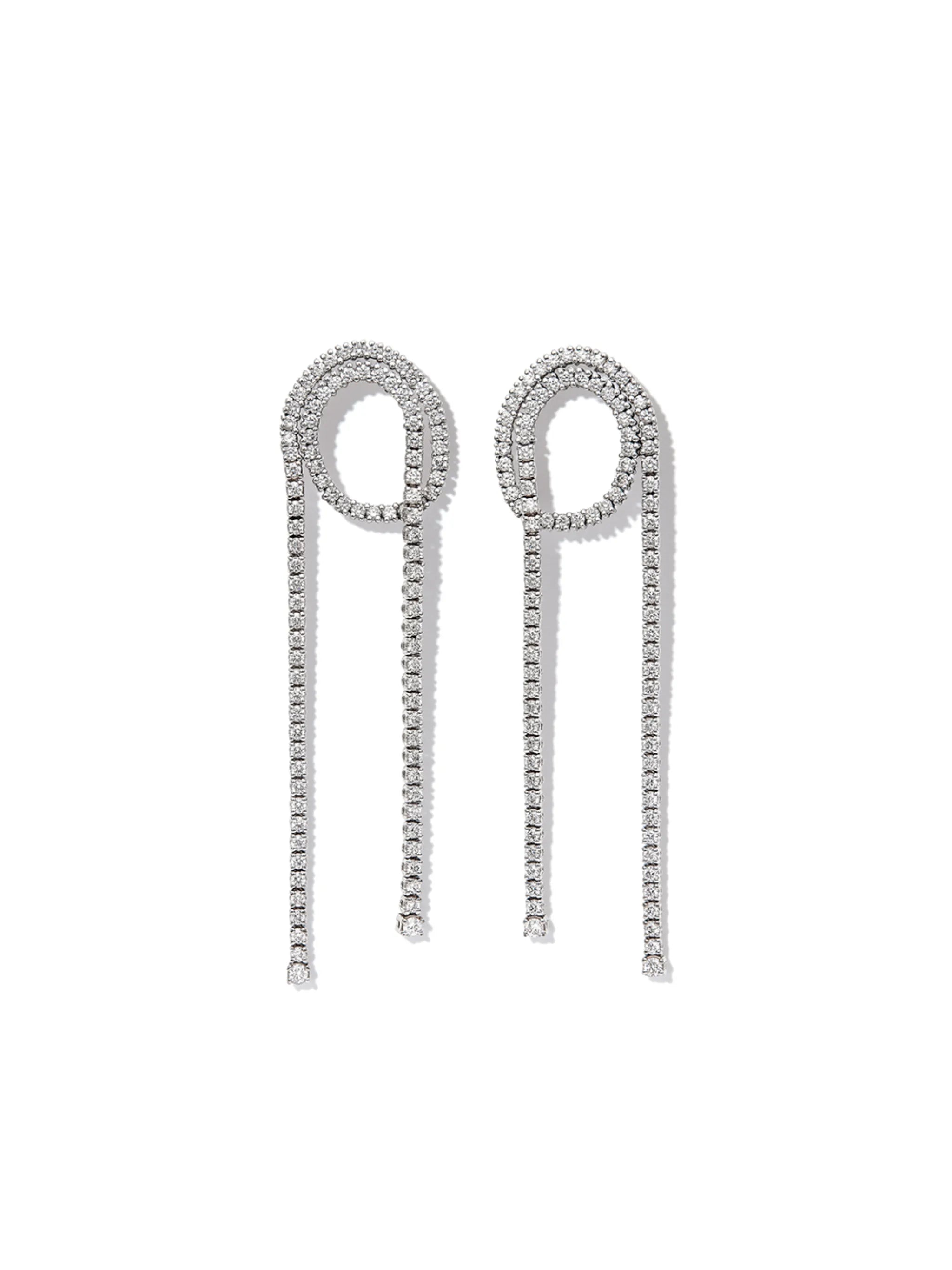 18kt white gold Loop Tennis diamond drop earrings