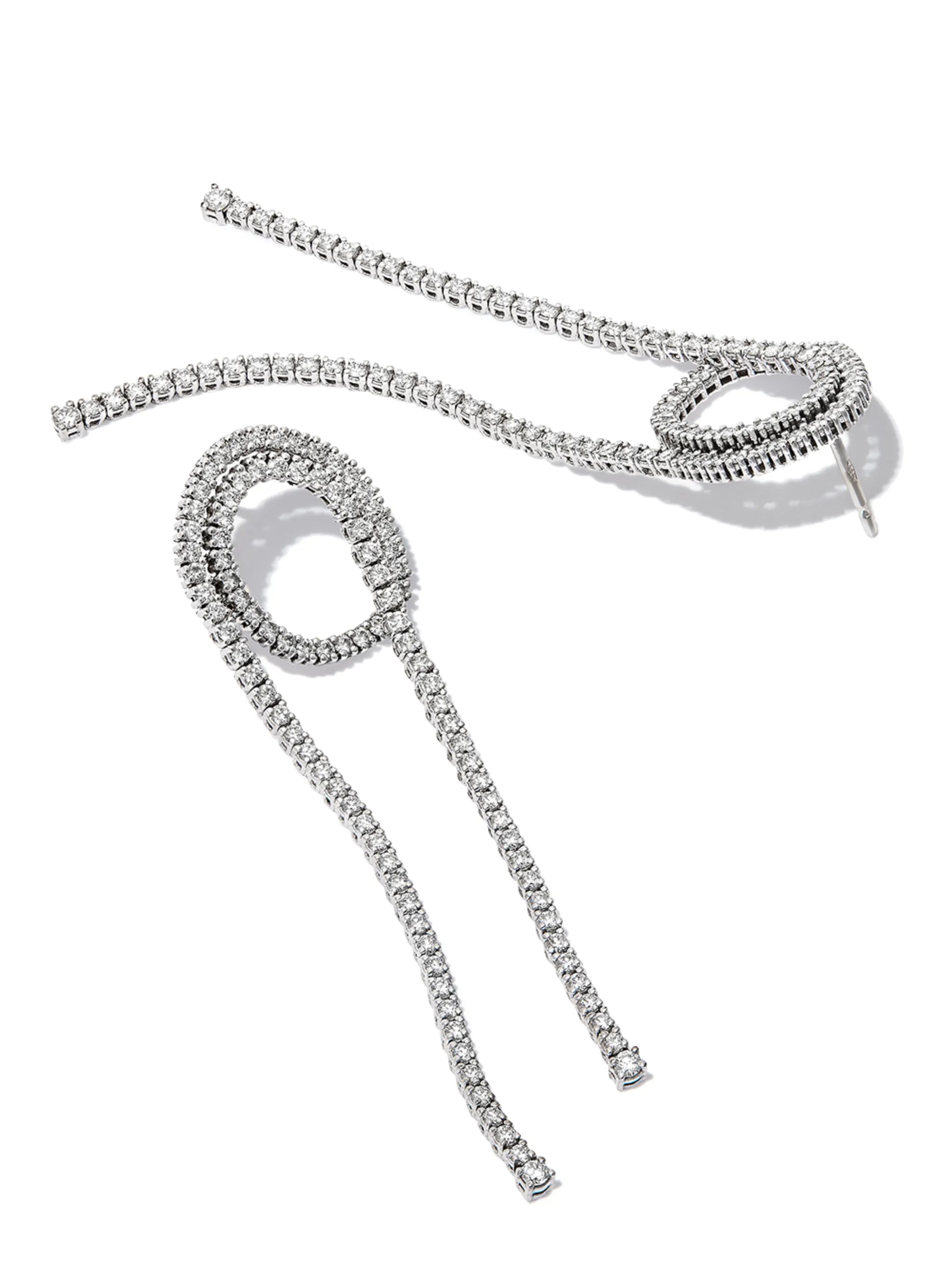 18kt white gold Loop Tennis diamond drop earrings