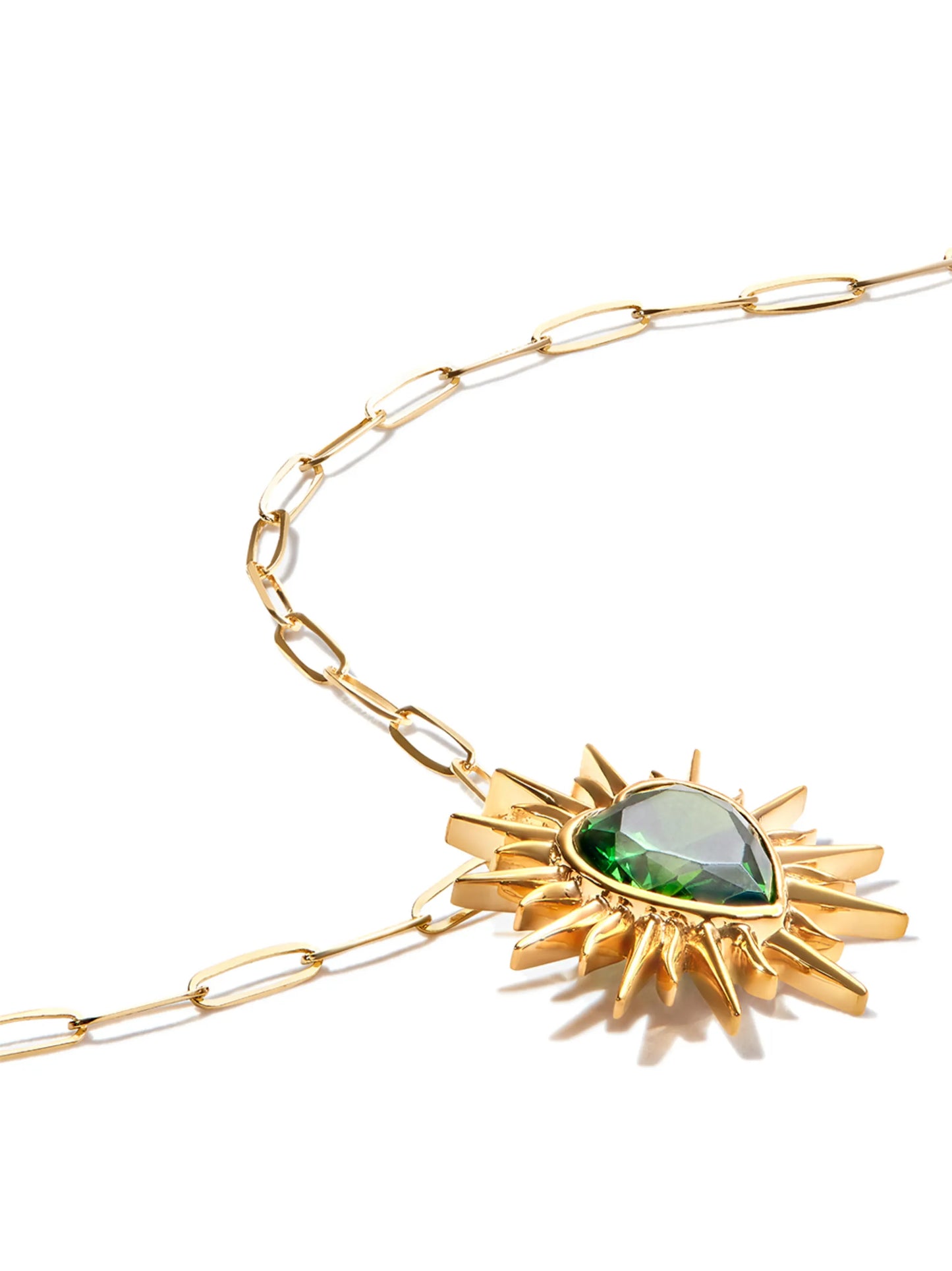 18kt yellow gold Flaming Heart quartz necklace