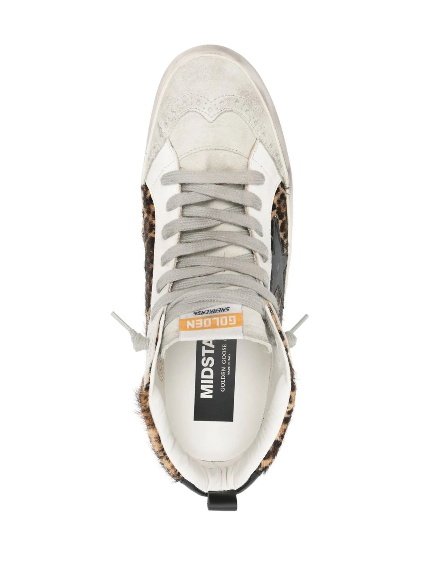 Mid Star trainers in leopard print pony skin with black star