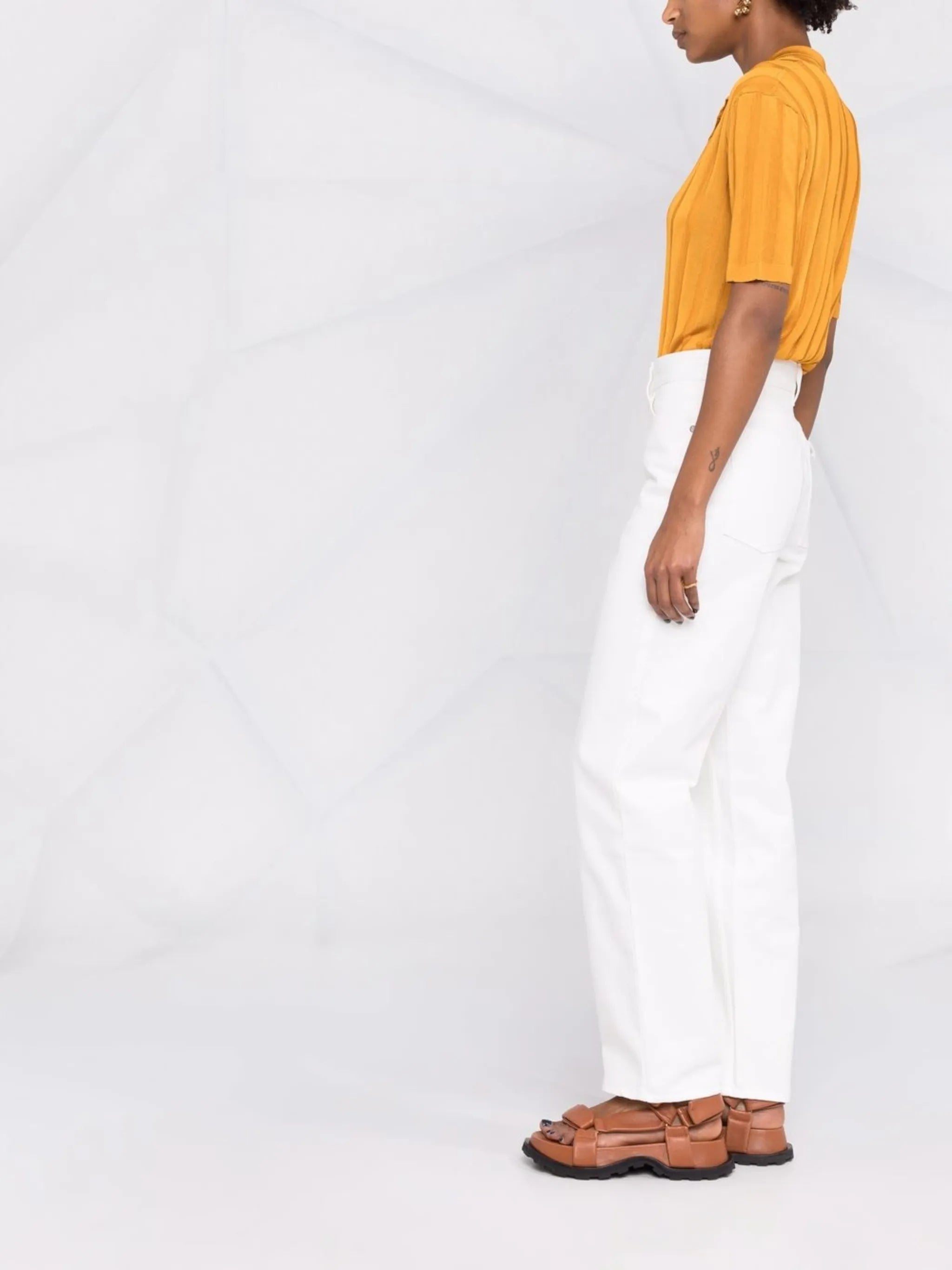 + straight-leg trousers