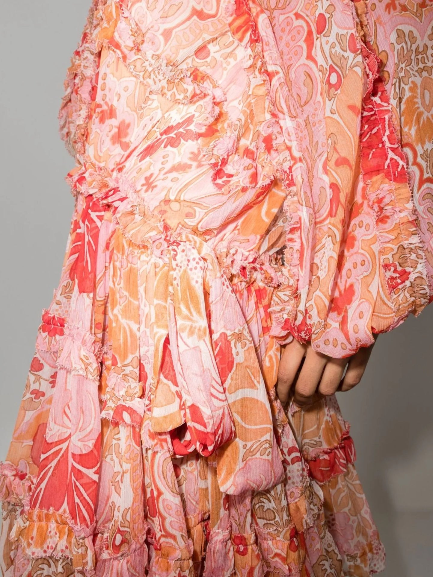 Violet tiered paisley-print minidress