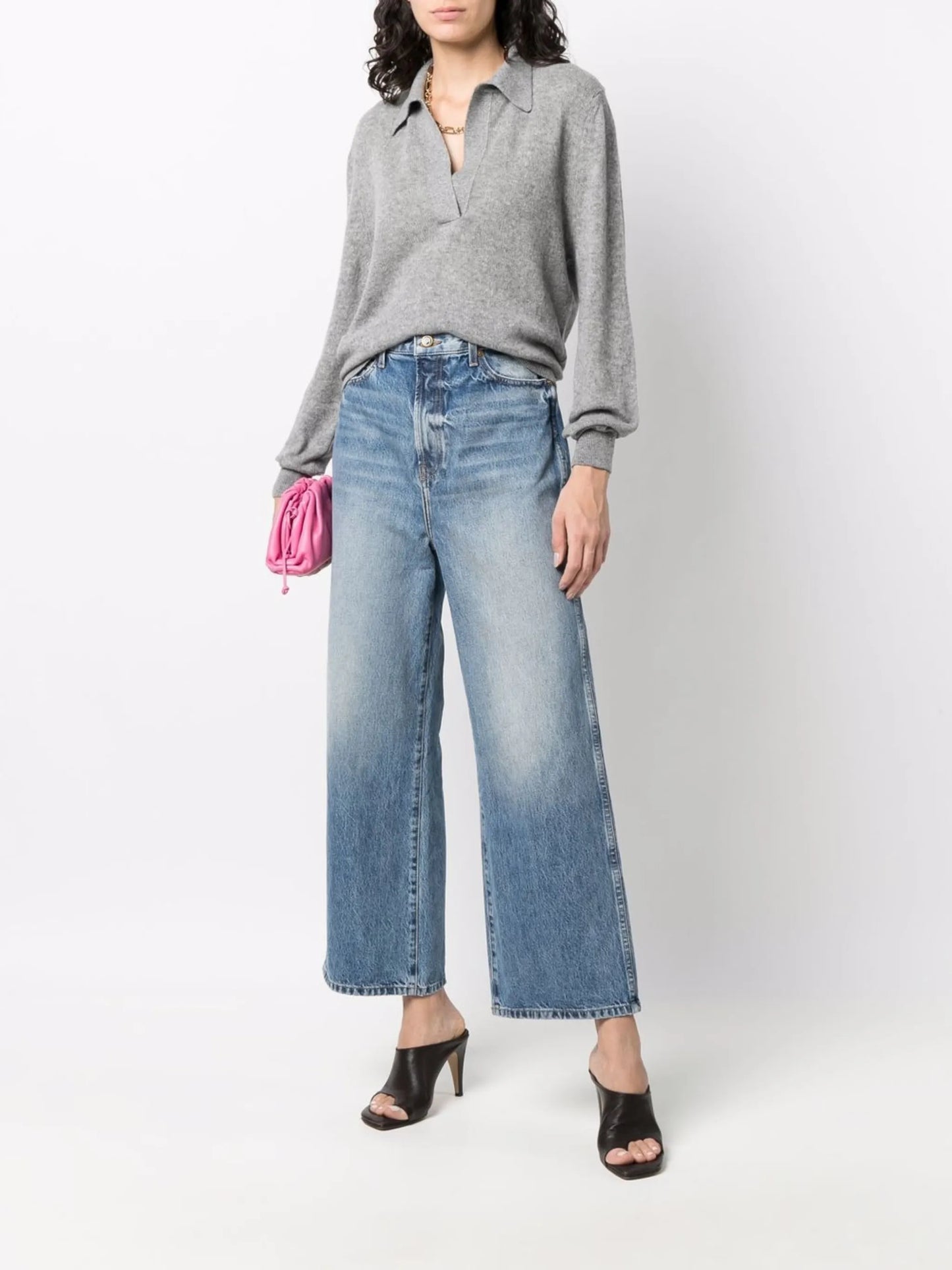 long-sleeved knitted polo shirt